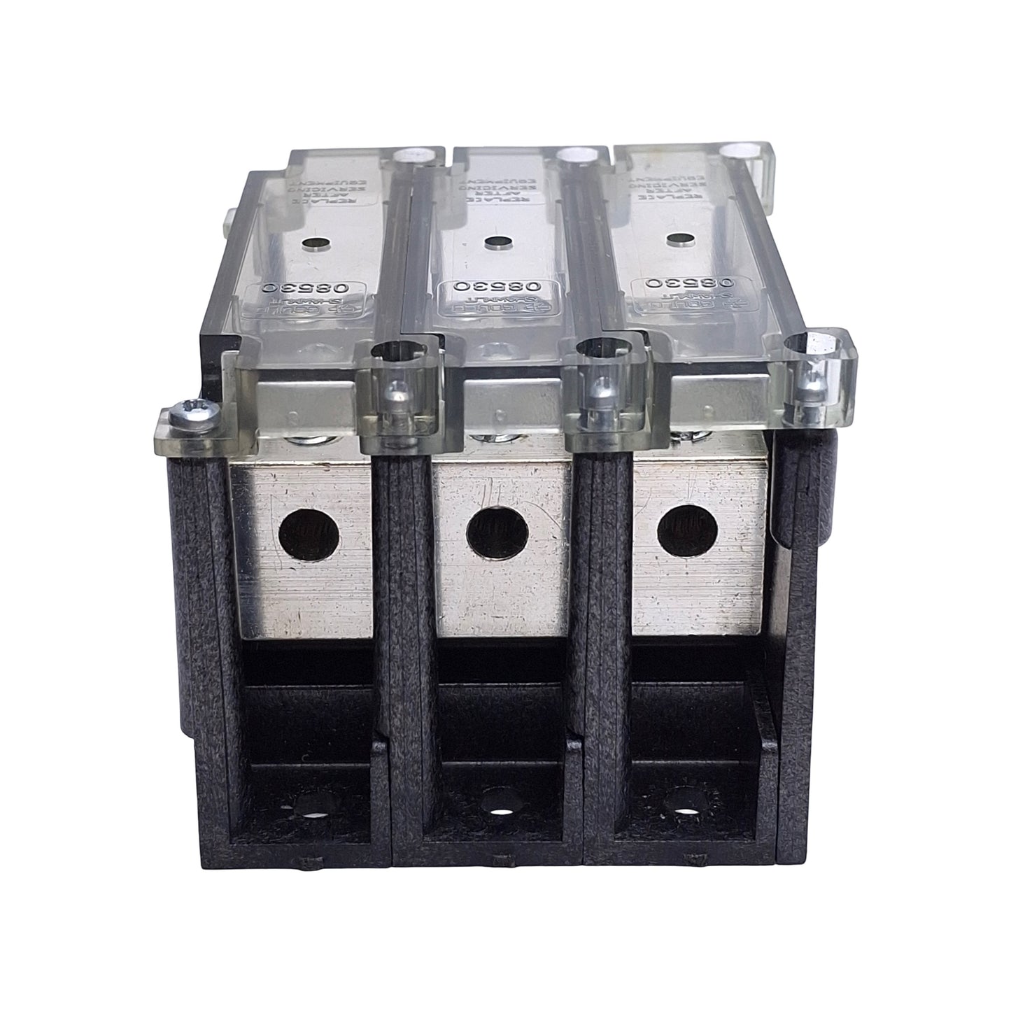 Used Gould Shawmut 63163 Power Distribution Block, 3-Poles, 1x4 Line/Load, 85A 600VAC