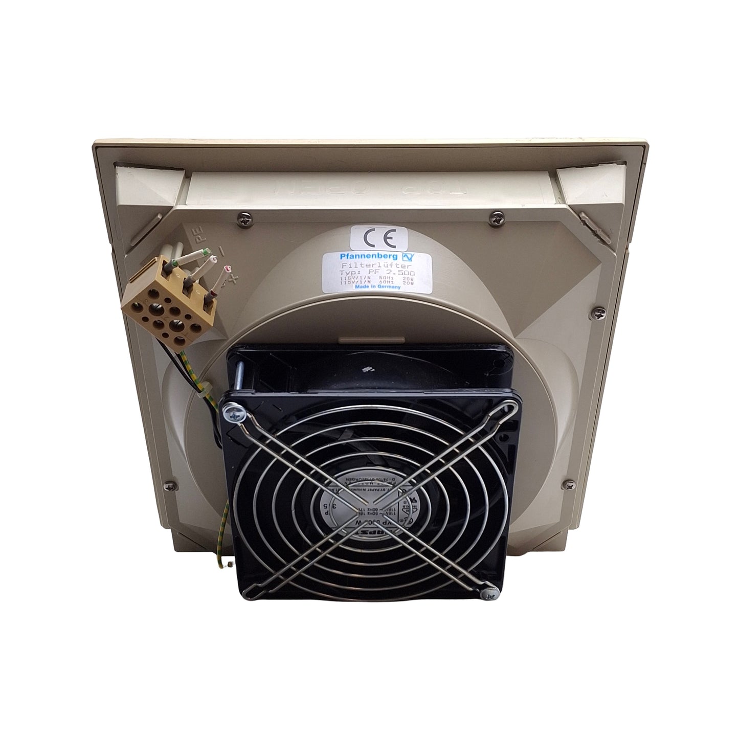 Used Pfannenberg PF2.500 Filter & Fan Unit, 250mm Grille, 120VAC Fan, G2 Filter
