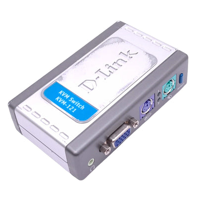 Used D-Link KVM-121 KVM Switch, 2-Port, PS2 VGA, DB15F, Audio Jack, 5VDC