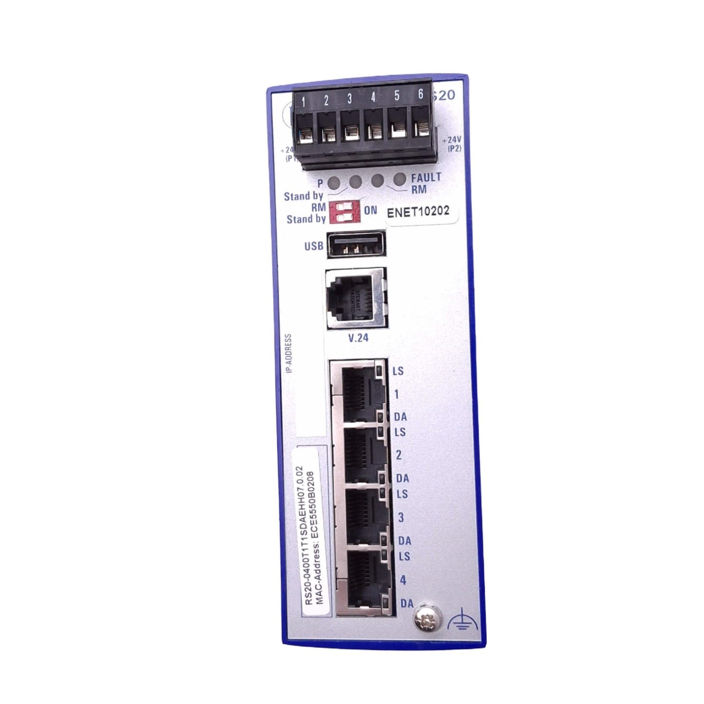 Used Hirschmann RS20-0400T1T1SDAEHH07.0.02 Ethernet Rail Switch, 4-Port RJ45, 24VDC