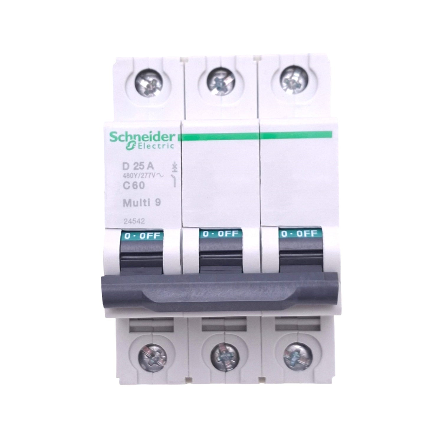 Used Schneider Electric 24542 Multi9 Circuit Breaker, 3-Pole 25A, 480Y/277VAC Max