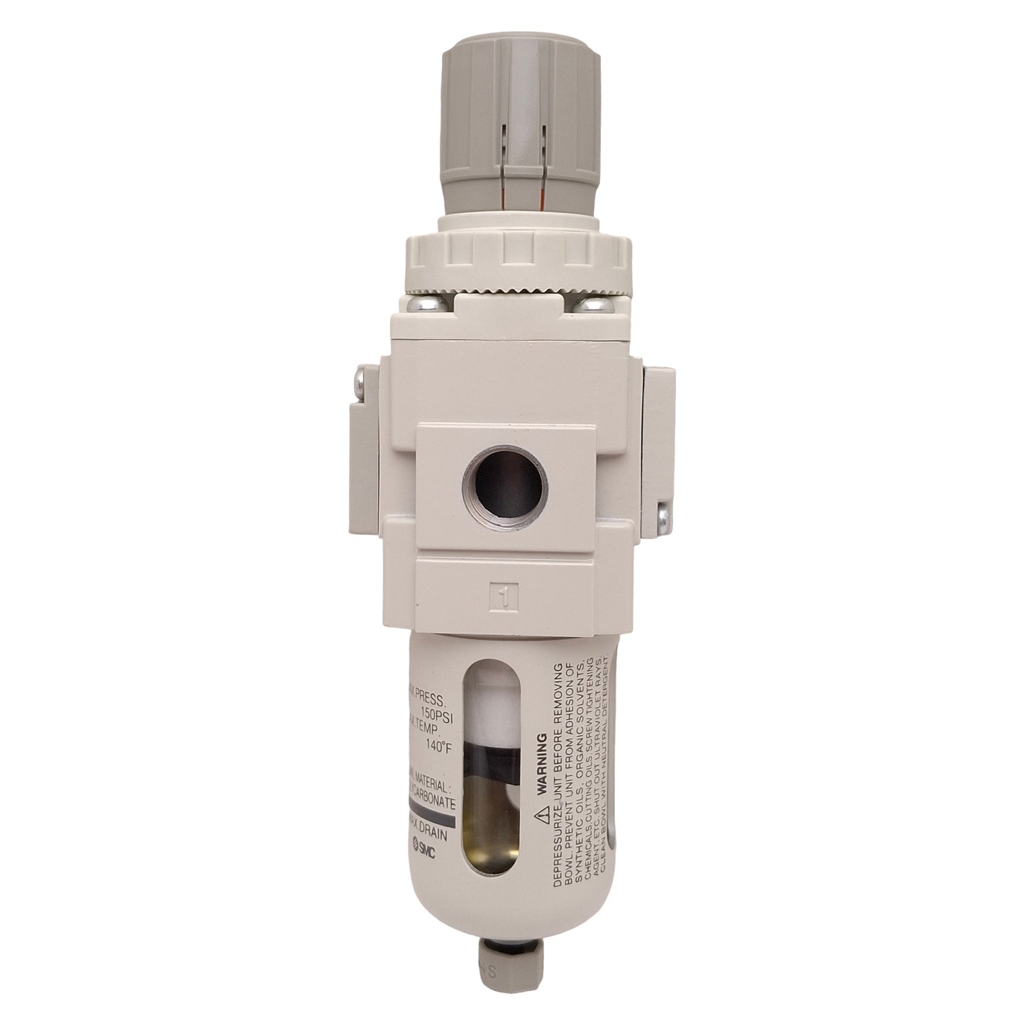 Used SMC AW20-N02-CZ-B Pneumatic Filter Regulator, 5µm, 7-125psi Set, 1/4in NPT