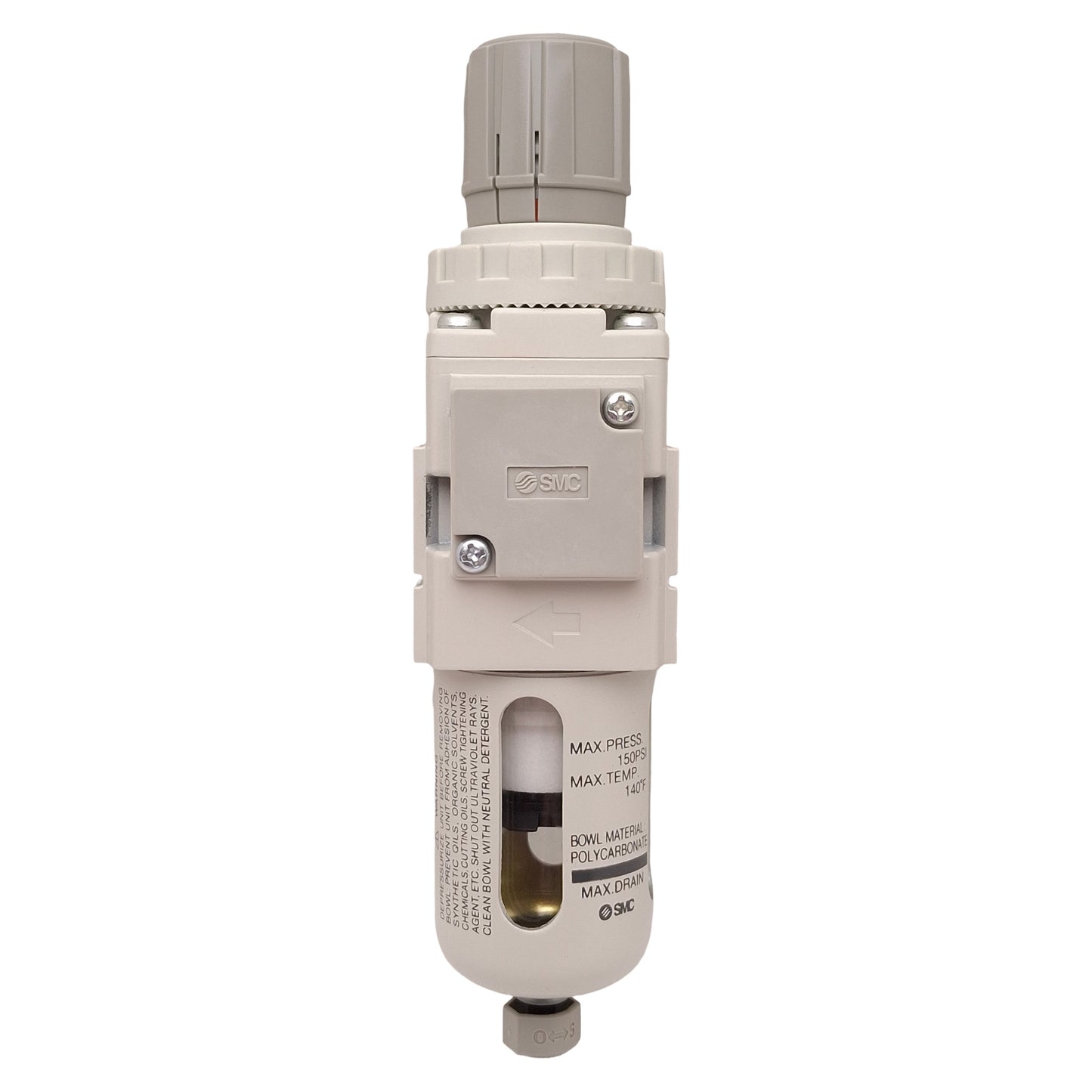 Used SMC AW20-N02-CZ-B Pneumatic Filter Regulator, 5µm, 7-125psi Set, 1/4in NPT