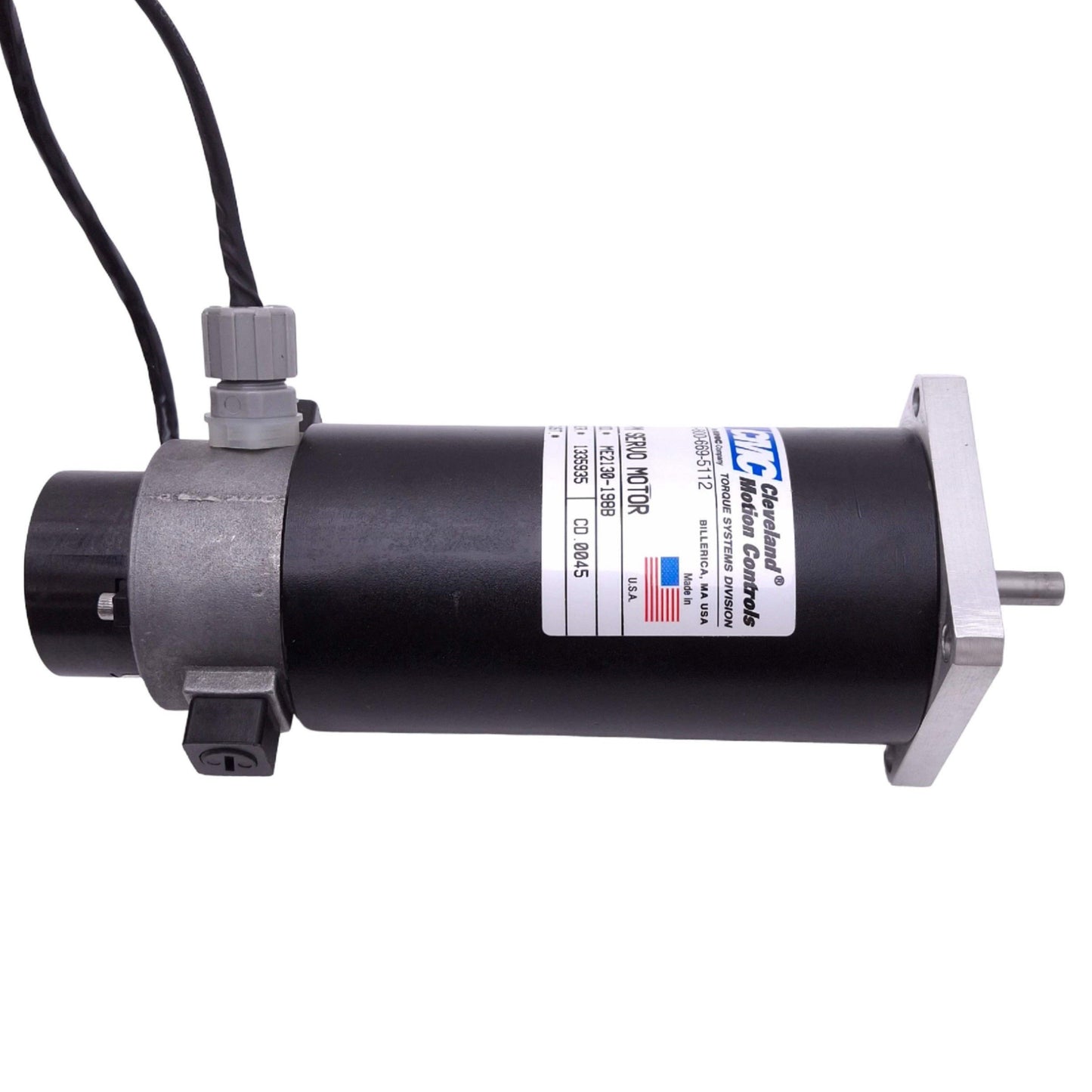 Used CMC ME2130-198B PM DC Servo Motor w/ Encoder, ø1/4" Shaft, NEMA 23, 6500rpm, 48V