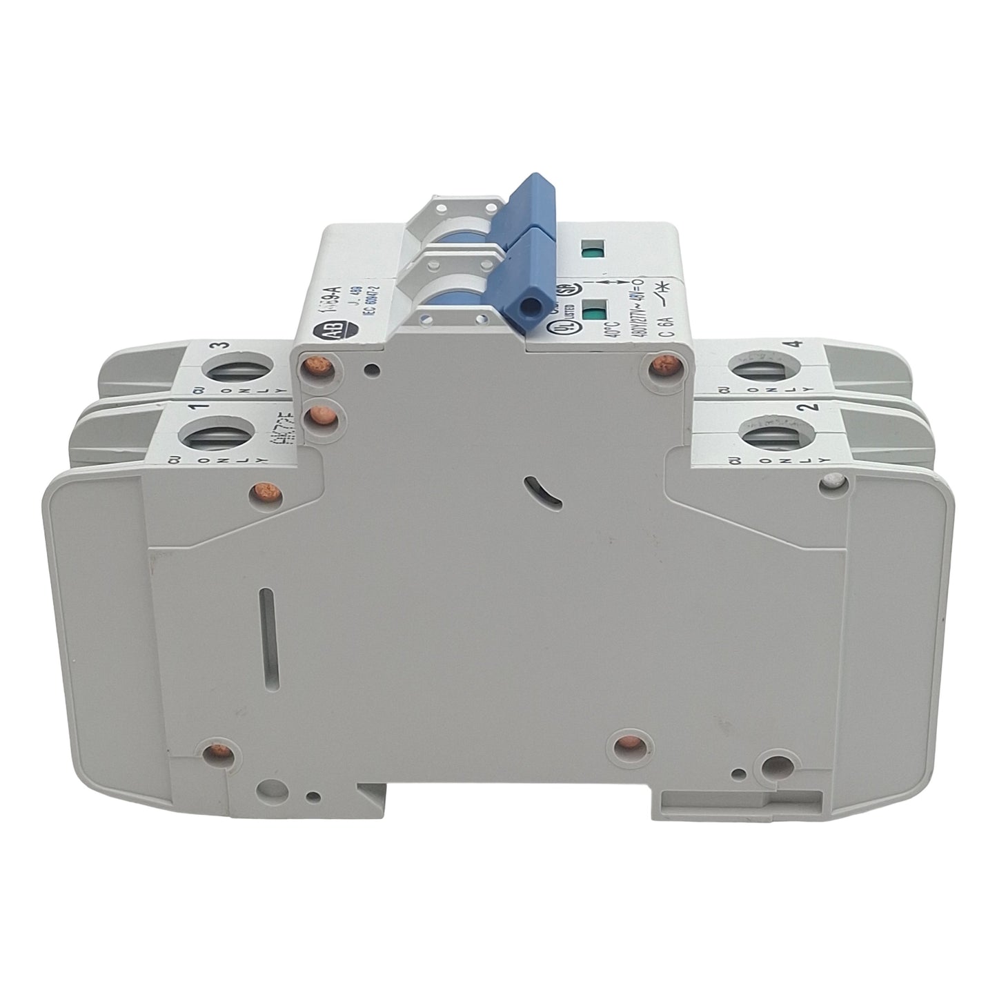 Used Allen Bradley 1489-A2C060 Circuit Breaker, 2-Pole, 6A 480Y/277VAC, DIN Rail