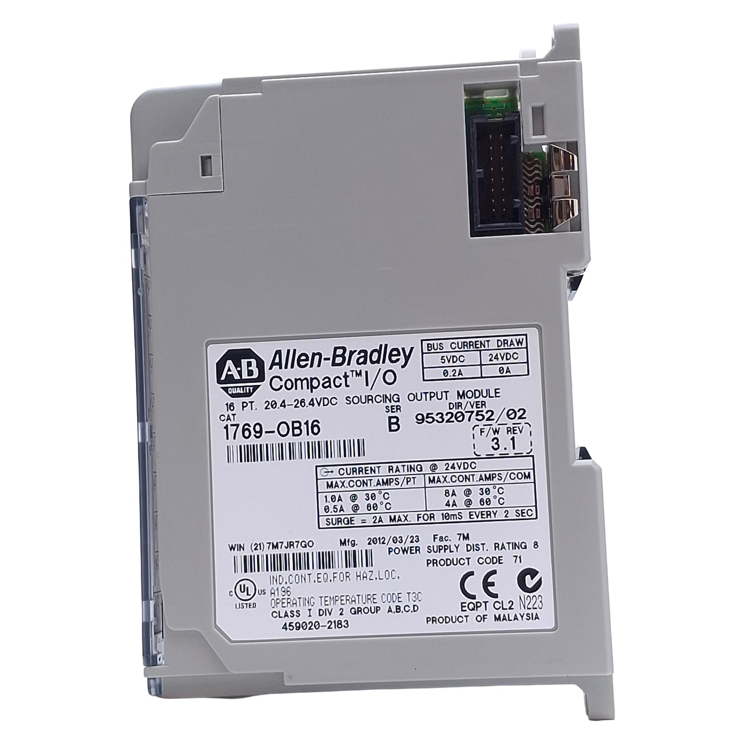 Used Allen Bradley 1769-OB16 Compact Solid State PLC Output Module 16-Point, 24VDC