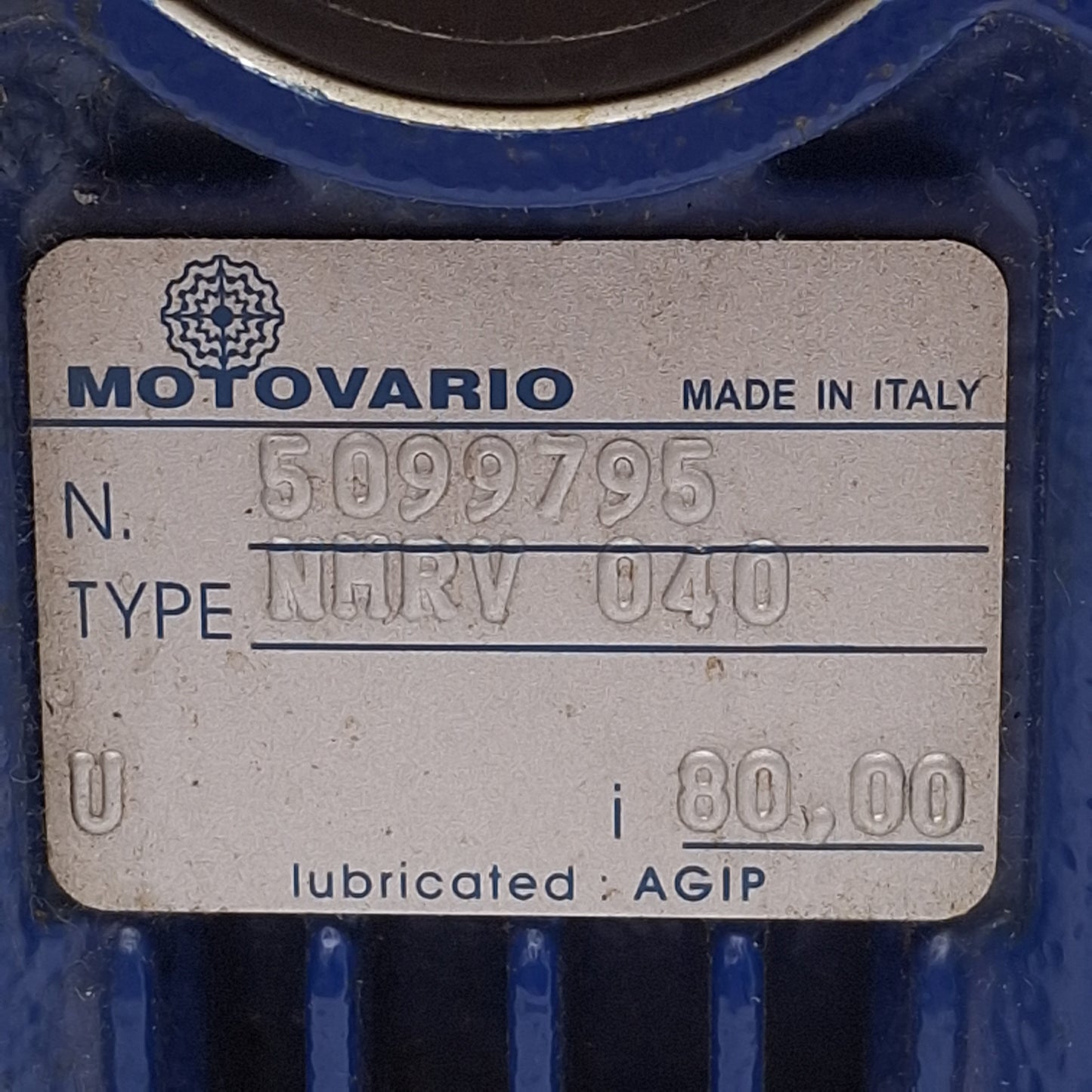 Used Motovario NMRV040-80 Worm Gear Speed Reducer, 80:1, ø11mm & ø3/4in Bores