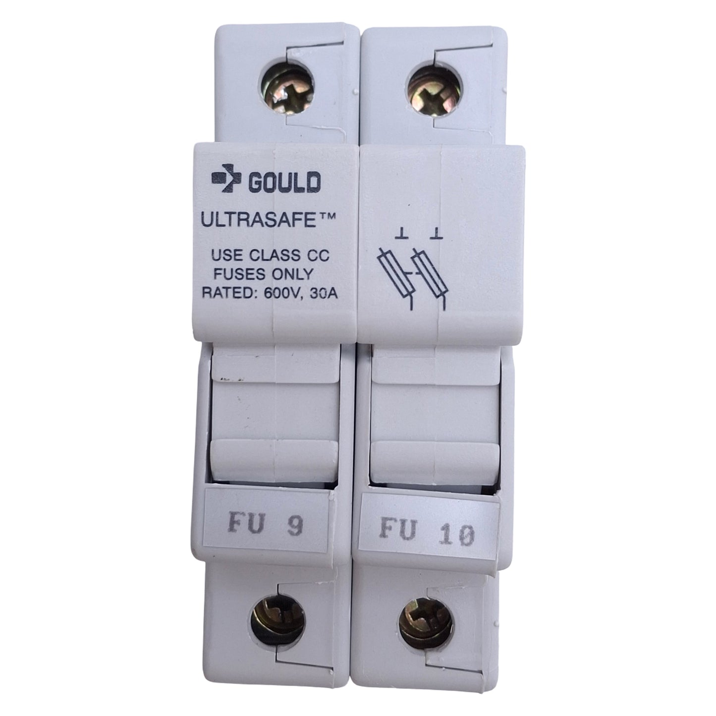 Used Lot of 4 Ferraz Shawmut USCC2 Fuse Holder 2 Pole, 600V, 30AMP, 35mm DIN
