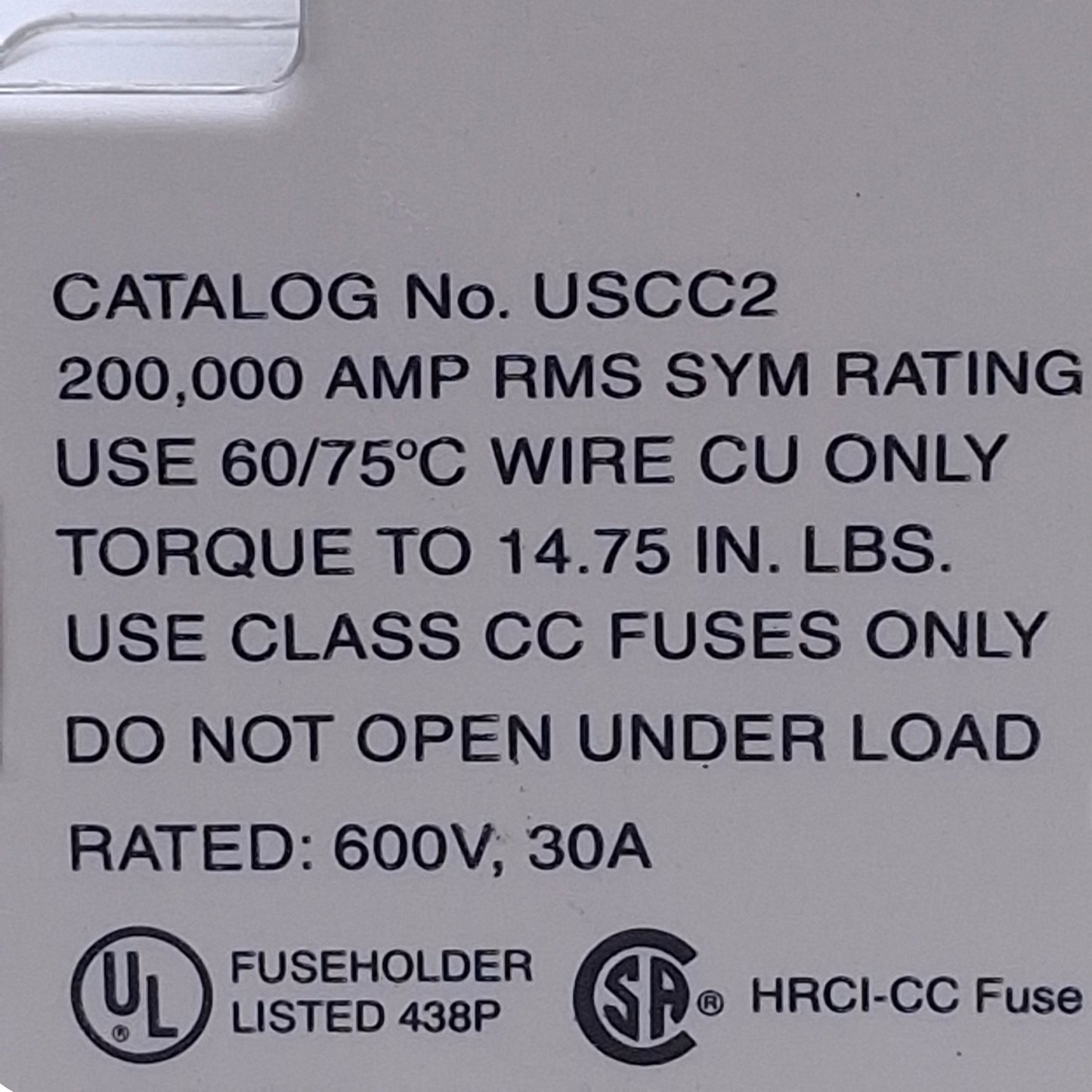 Used Lot of 4 Ferraz Shawmut USCC2 Fuse Holder 2 Pole, 600V, 30AMP, 35mm DIN