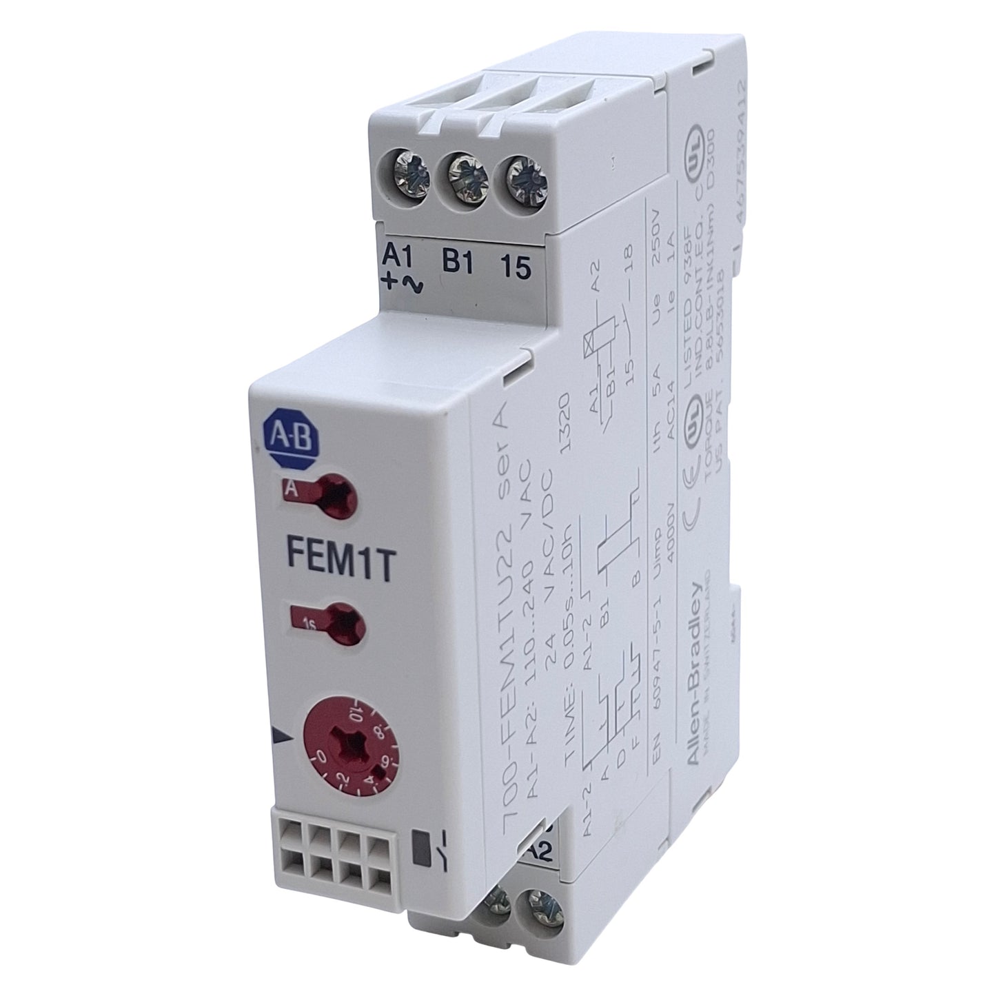 Used Allen Bradley 700-FEM1TU22 Timing Relay 0.05s-10hr, 1NO, 5A 24VAC/DC 110-240VAC