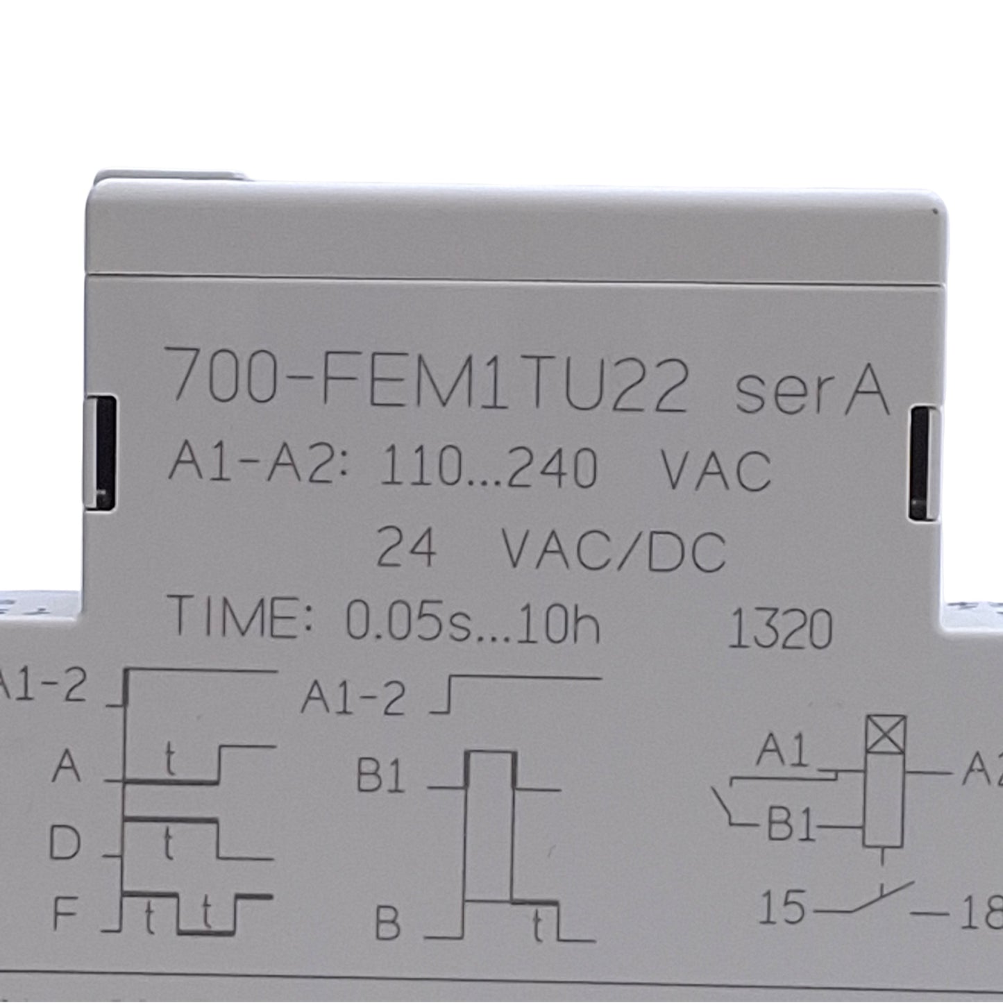 Used Allen Bradley 700-FEM1TU22 Timing Relay 0.05s-10hr, 1NO, 5A 24VAC/DC 110-240VAC