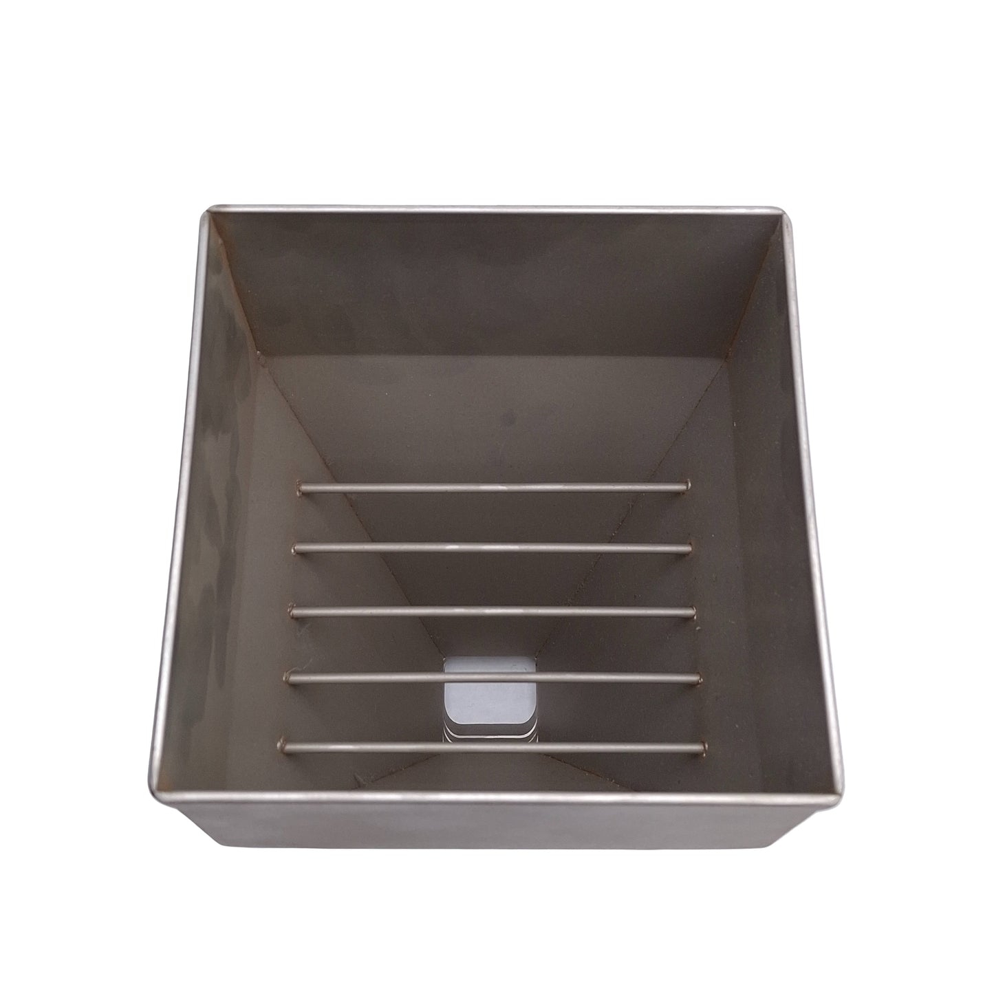 Used Stainless Steel Material Hopper With Latch, 132mm x 132mm Inlet, 34mm Outlet