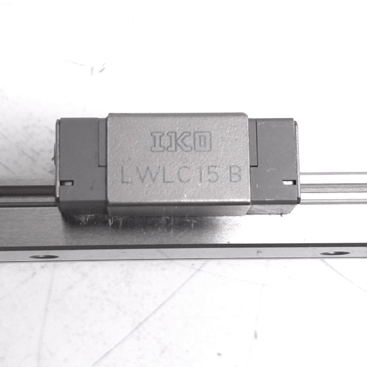 Used IKO LWLC15B (2x) Linear Guide Blocks w/ 15x560mm Rail, 32x32x16 Block, 3490N Max
