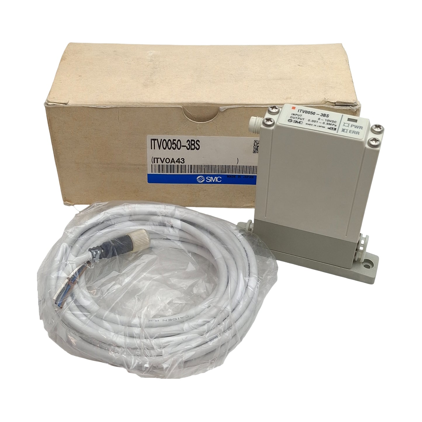 New SMC ITV0050-3BS Electro-Pneumatic Regulator, 0-10VDC, 0.001-0.9MPa, 4-Pin M8