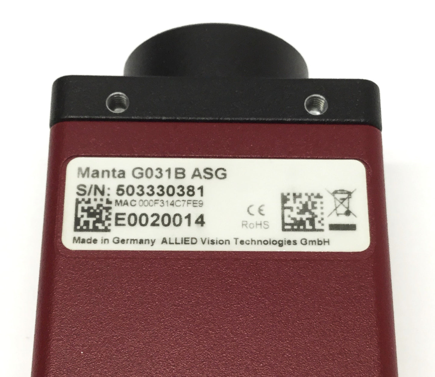Used Allied Manta G-031B ASG GigE Monochrome Machine Vision Camera 1/4" CCD 656 x 492