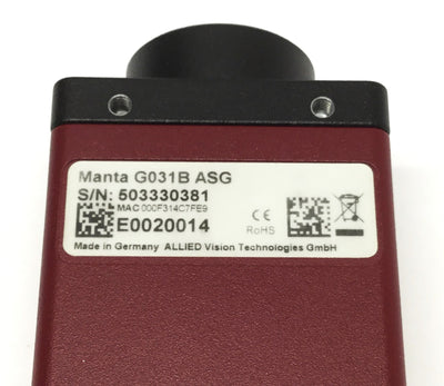 Used Allied Manta G-031B ASG GigE Monochrome Machine Vision Camera 1/4" CCD 656 x 492