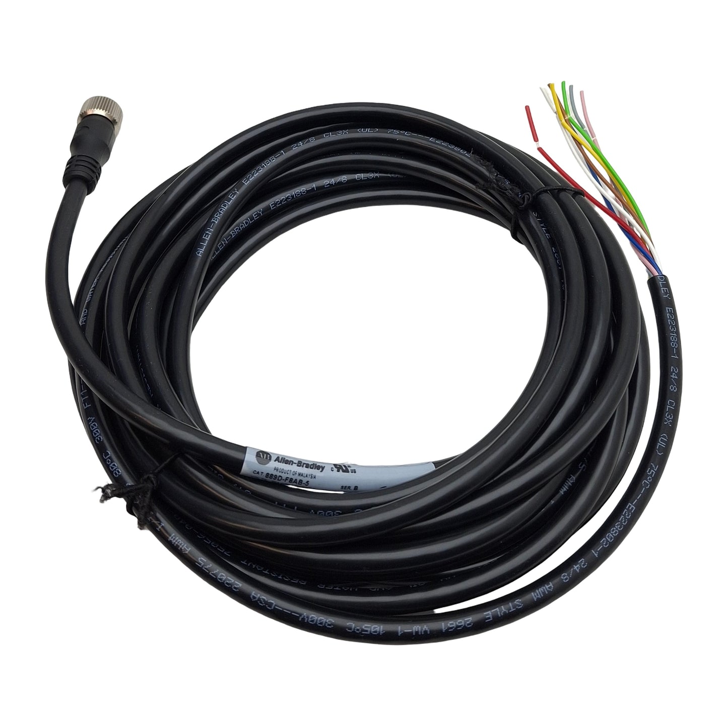 New Allen Bradley 889D-F8AB-5 Micro Cable Cordset, 2A 30VAC/DC, 8-Pin M12 Female, 5m