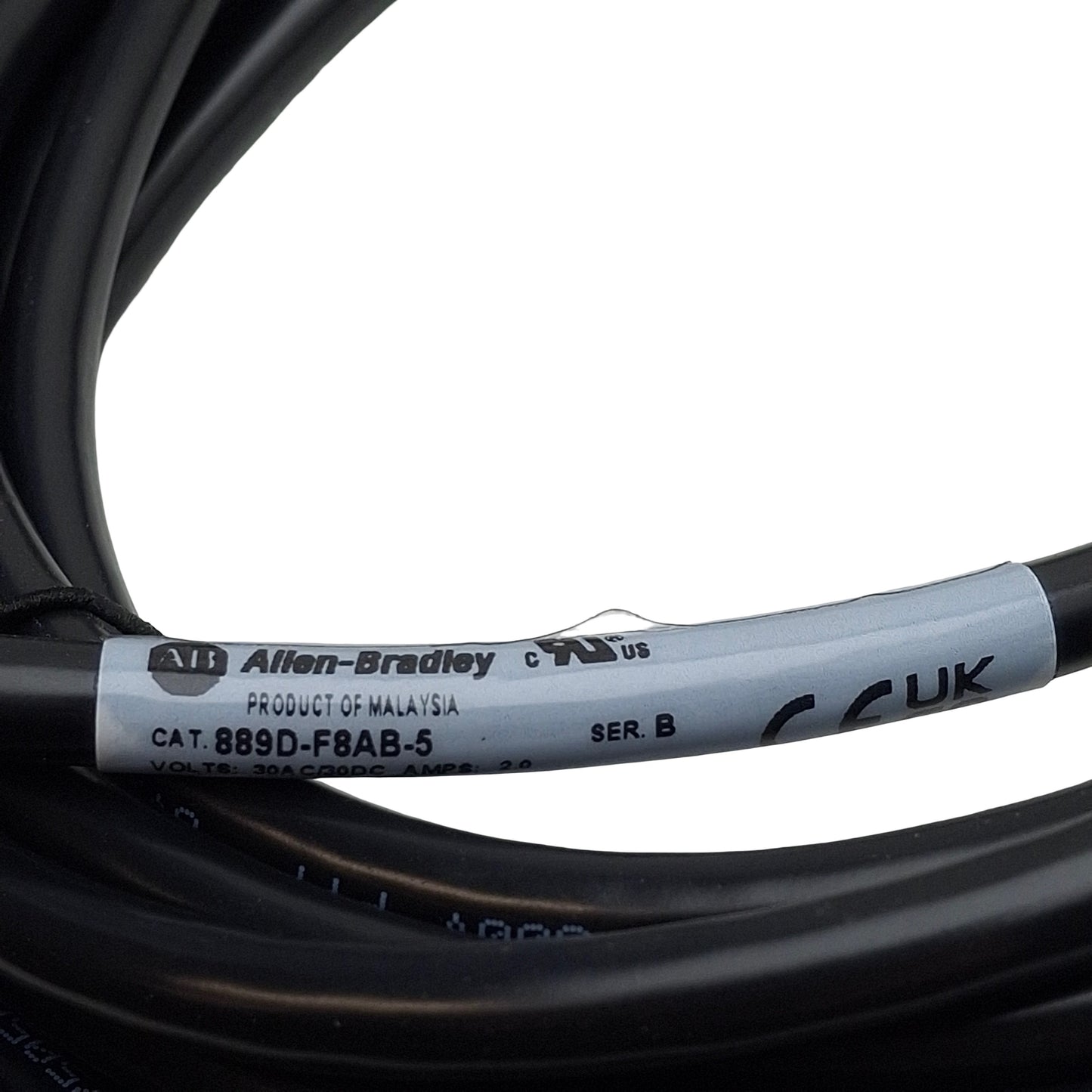 New Allen Bradley 889D-F8AB-5 Micro Cable Cordset, 2A 30VAC/DC, 8-Pin M12 Female, 5m