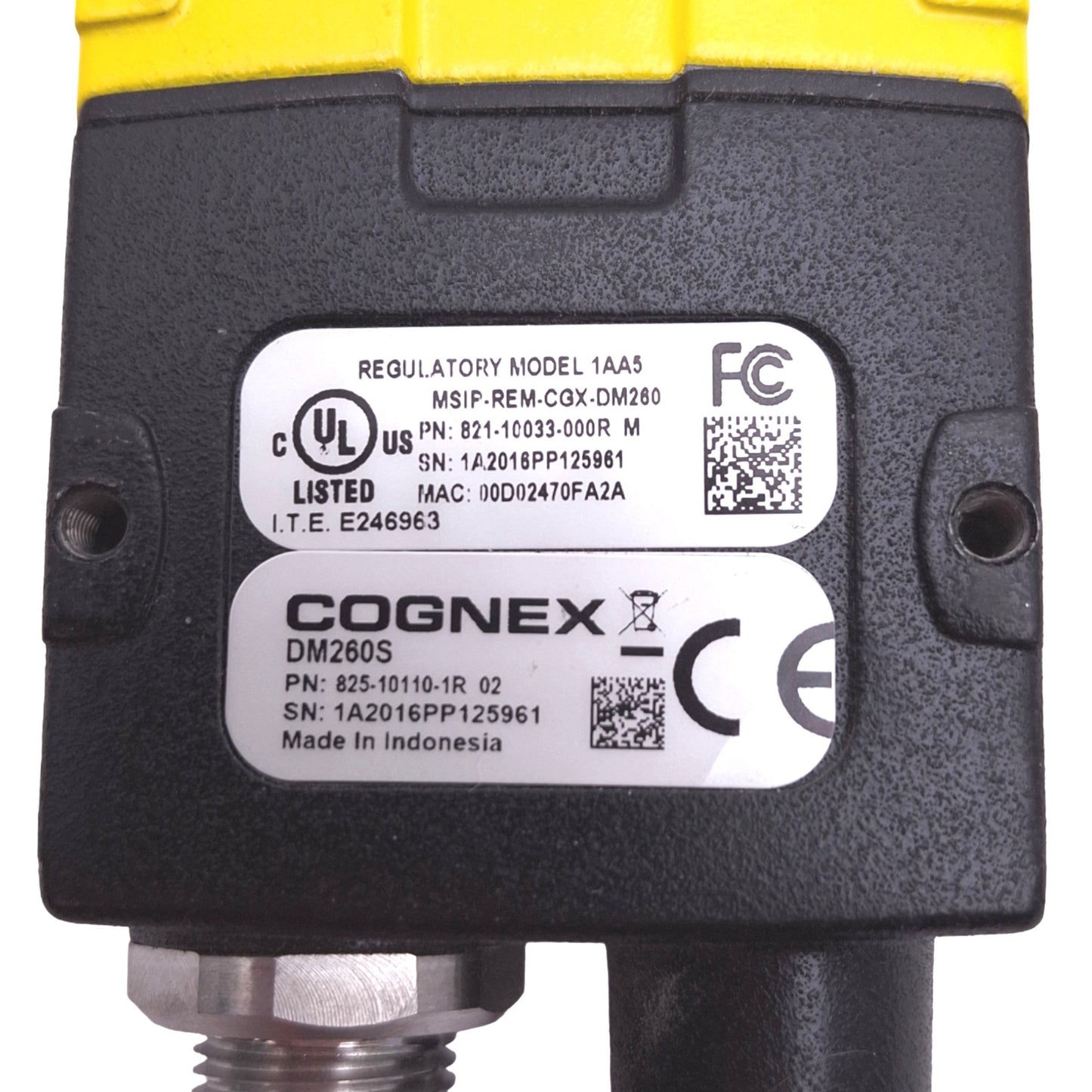 Used Cognex 825-10110-1R DM260S DataMan Barcode Scanner, 2DMax, 752x480, PoE 24VDC