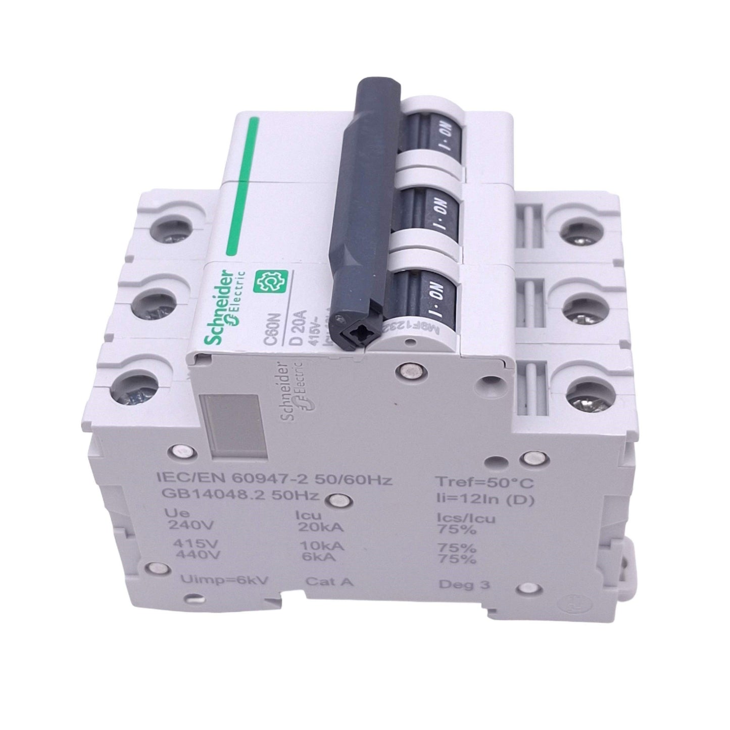 New – Open box Schneider Electric M9F12320 Circuit Breaker, 3-Pole 20A, 415VAC Max, DIN Rail