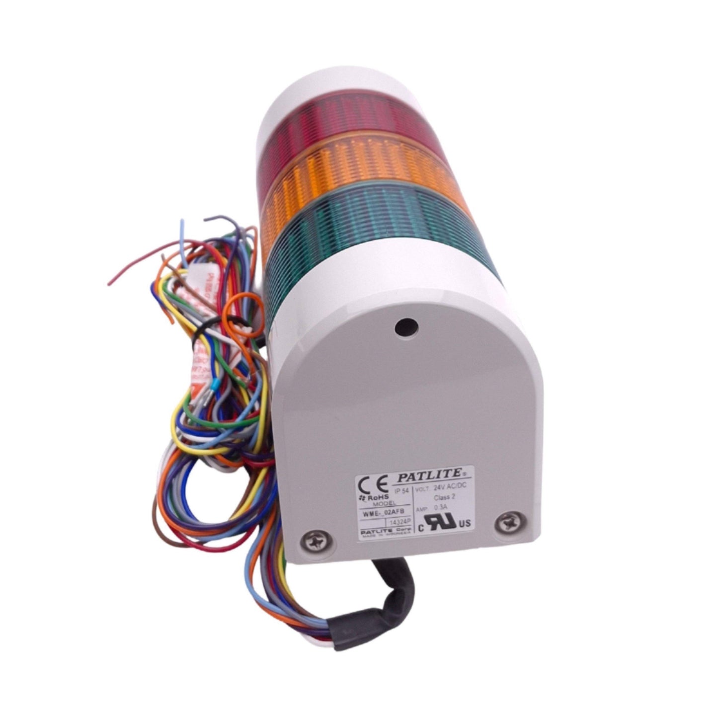 New Patlite WME-302AFB-RYG Light Tower, 3-Tier Red Amber Green, 80.2mm, 24VAC/DC