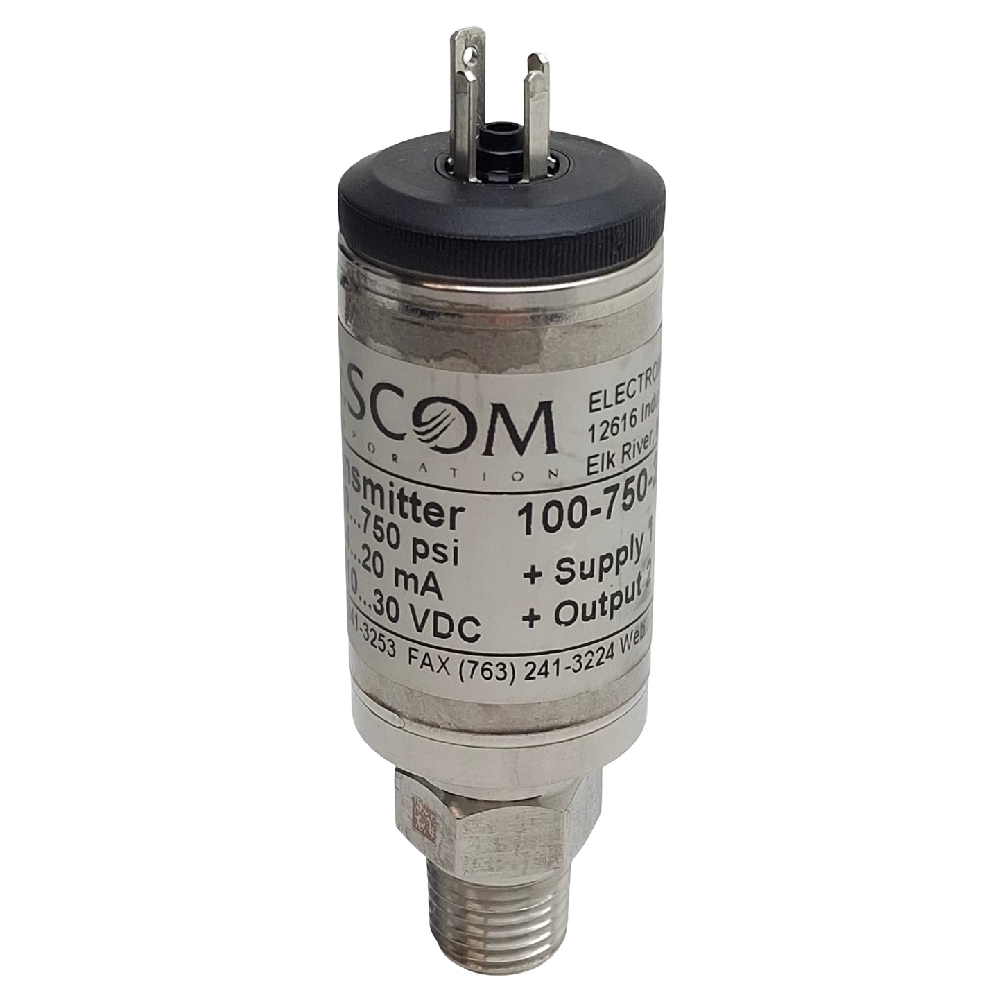 Used Tescom 100-750-2127 Pressure Transmitter 0-750psi, 4-20mA, 10-30VDC Out 1/4" NPT