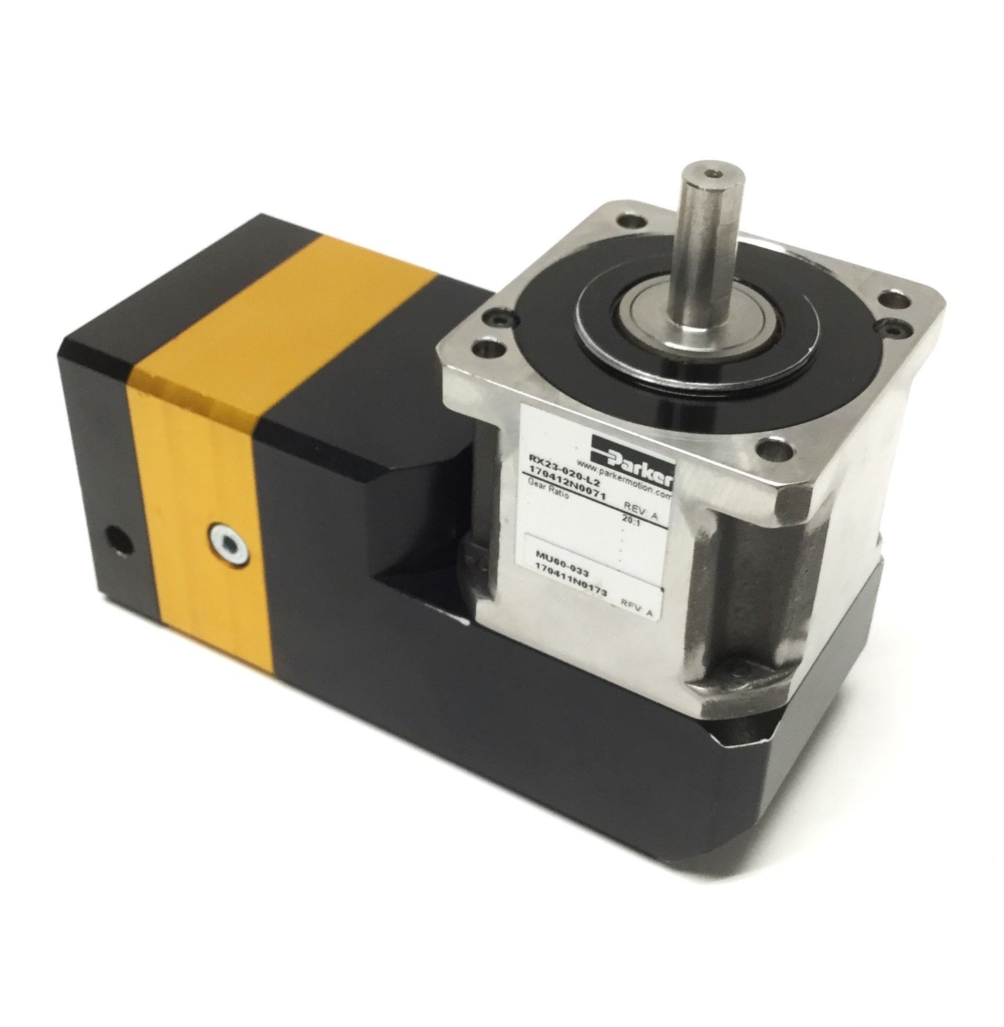 Used Parker RX23-020-L2 Right-Angle Gearhead Speed Reducer 20:1 Ratio NEMA 23