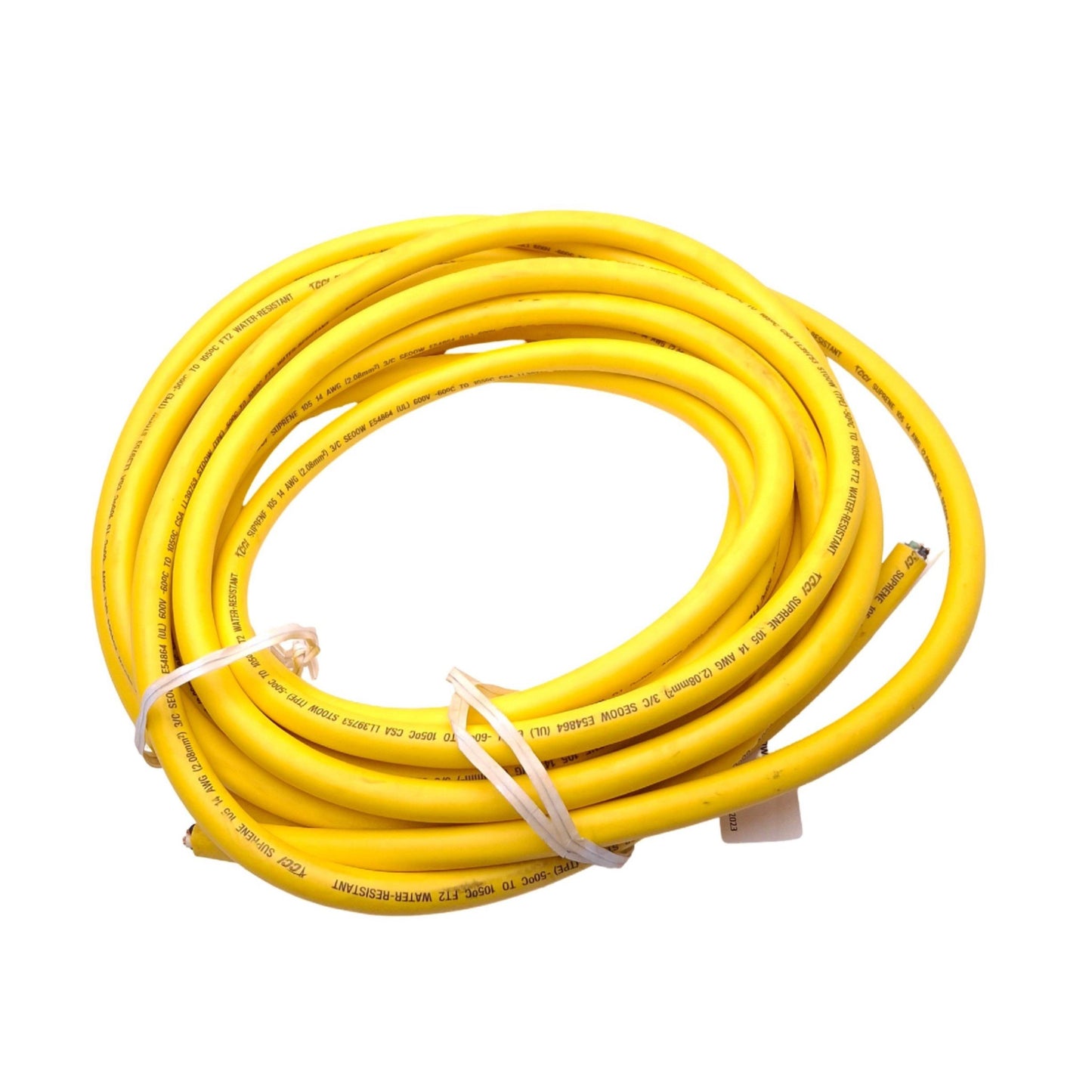 Used Southwire SEOOW 70078 Yellow Seoprene Cable, 3-Conductor, 30ft Length, 600V Max