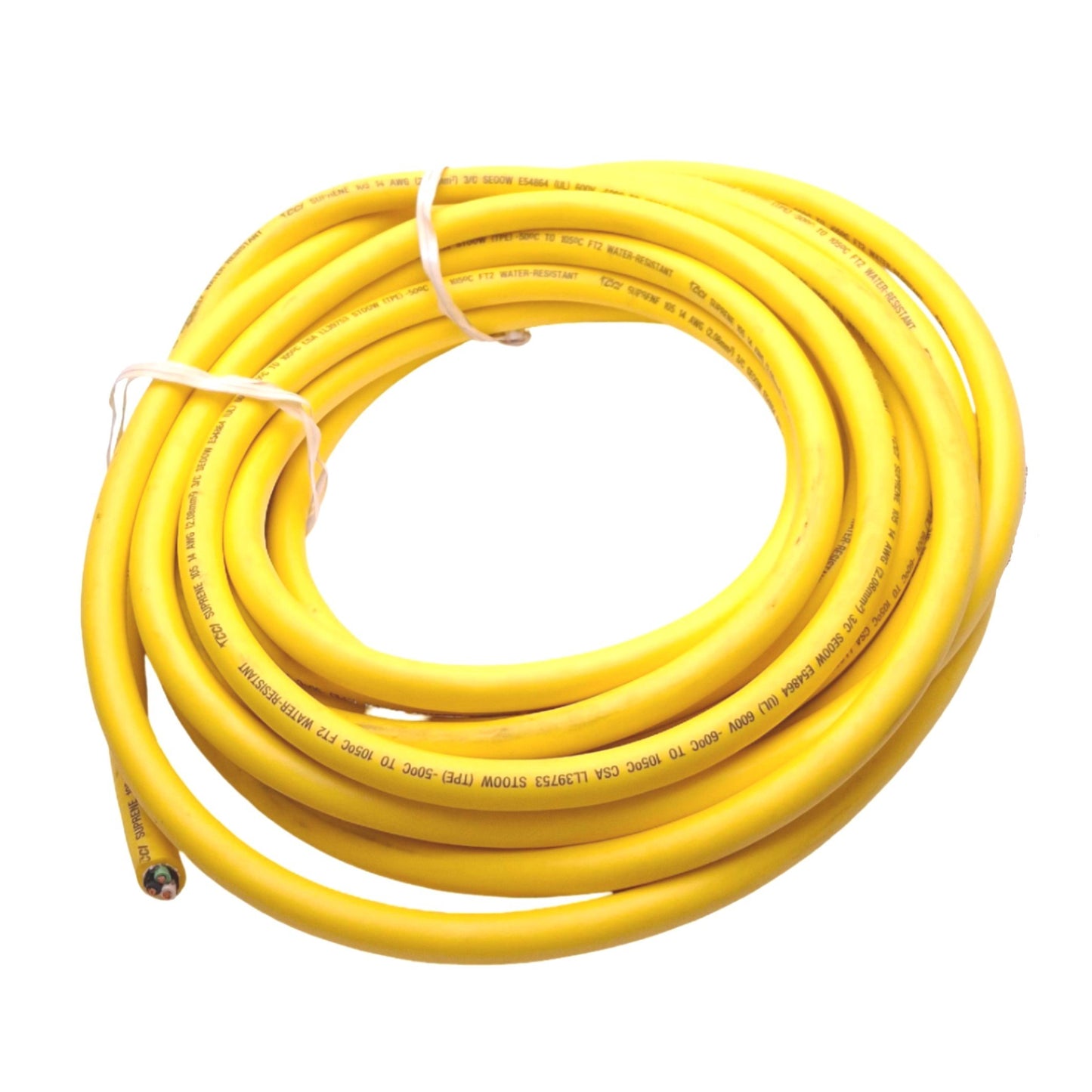 Used Southwire SEOOW 70078 Yellow Seoprene Cable, 3-Conductor, 30ft Length, 600V Max