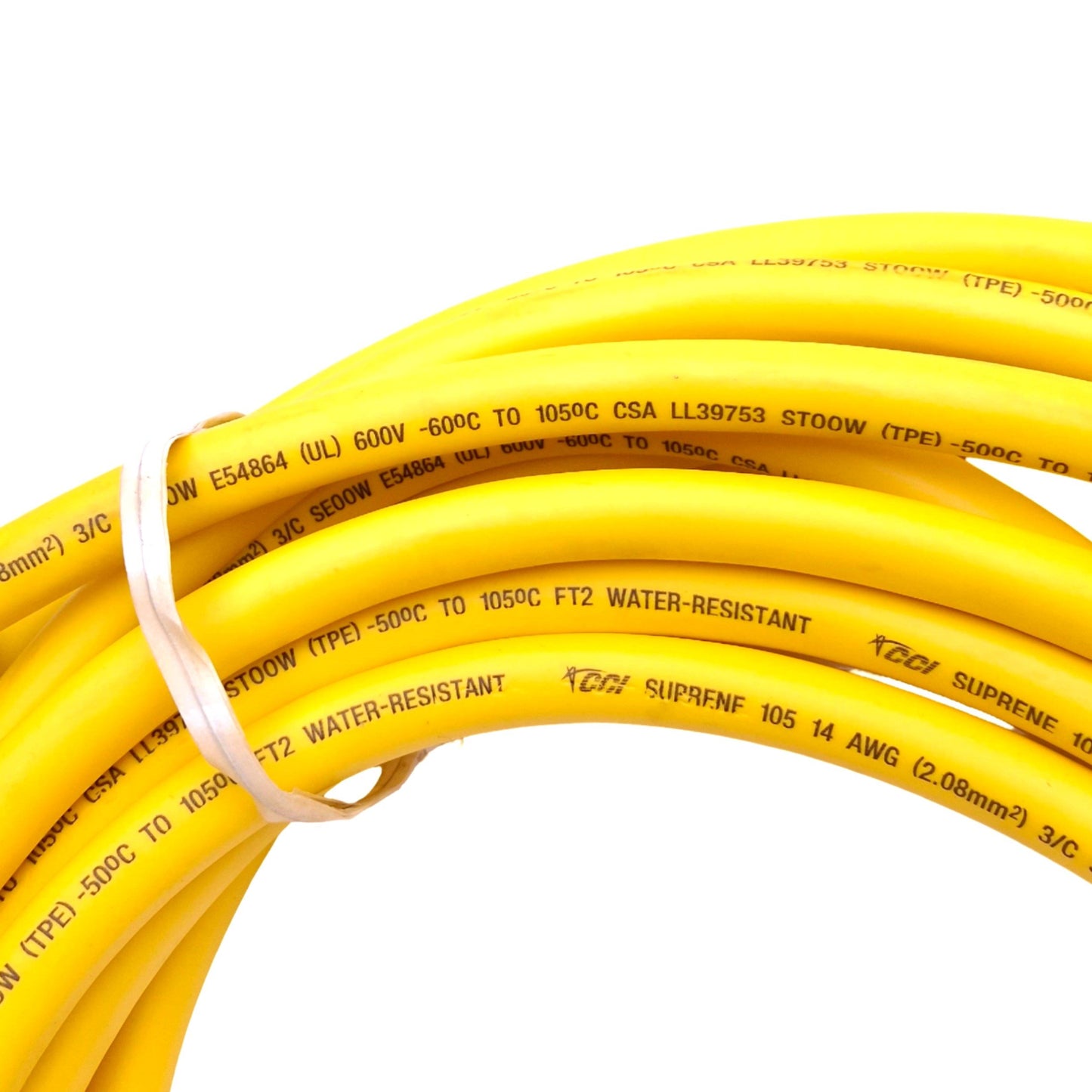 Used Southwire SEOOW 70078 Yellow Seoprene Cable, 3-Conductor, 30ft Length, 600V Max