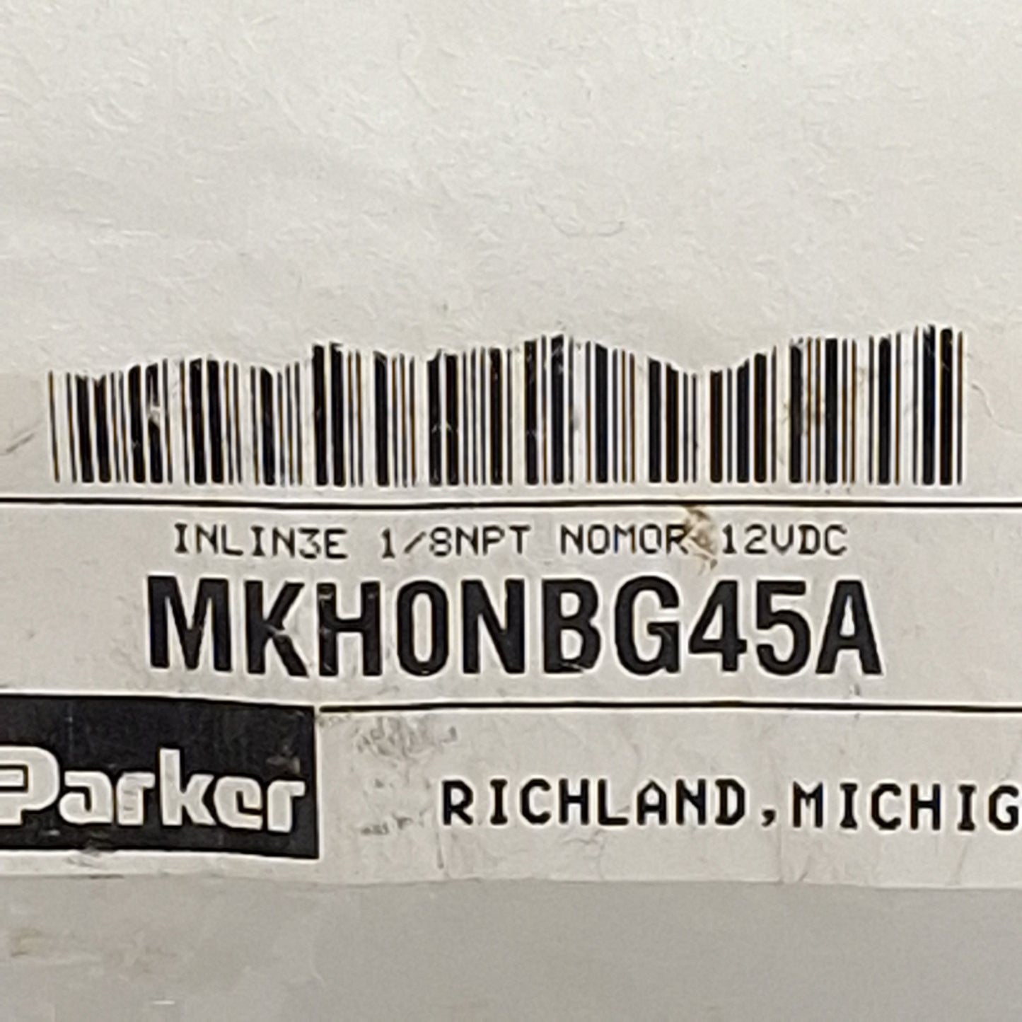 New Parker MKH0NBG45A Solenoid Valve, 3-Way, 1/8in NPT, 120psi Max, 12VDC Coil