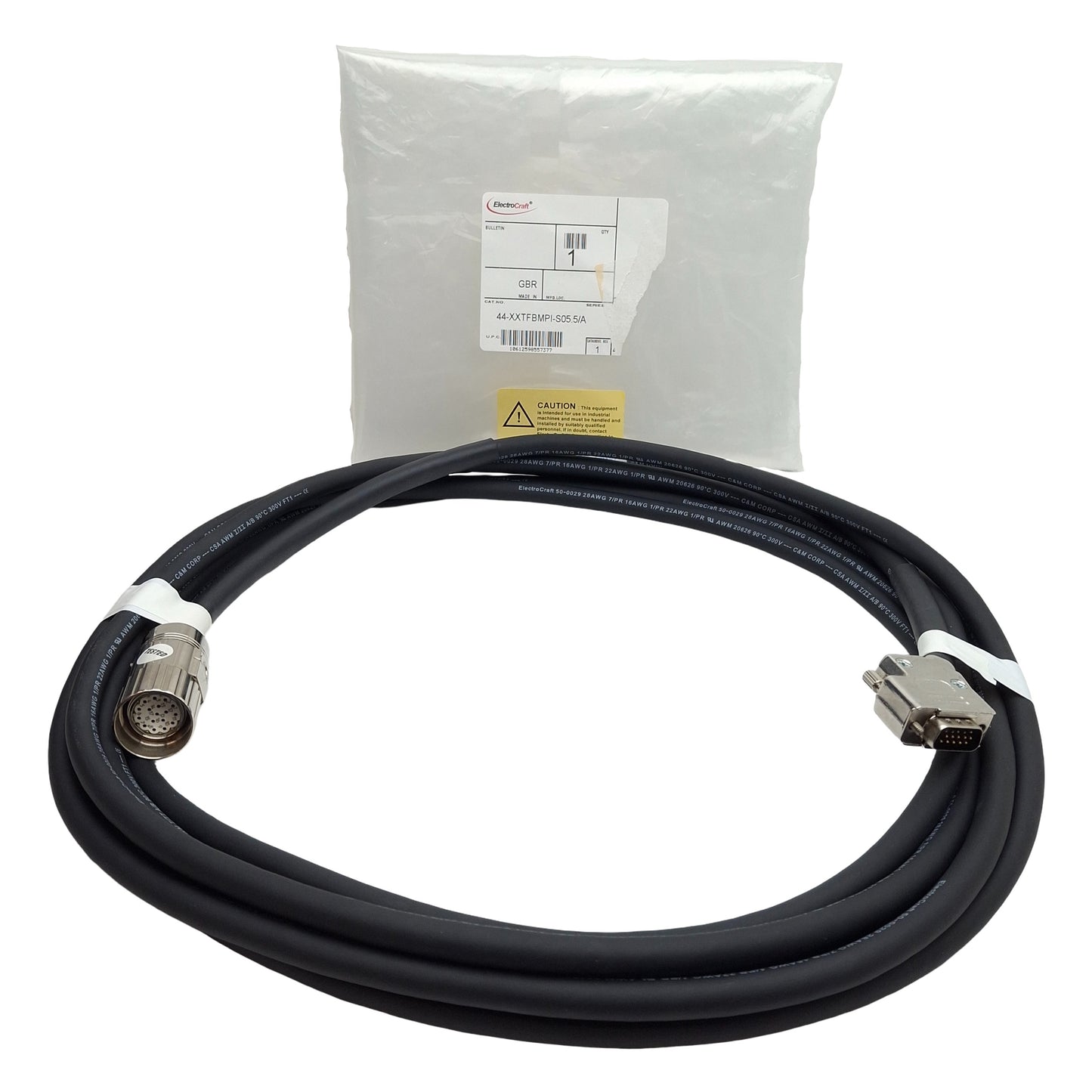 New ElectroCraft 44-0442-005.5M 44-XXTFBMPI-S05.5/A Motor Cable, 15-Pin DSub, 5m