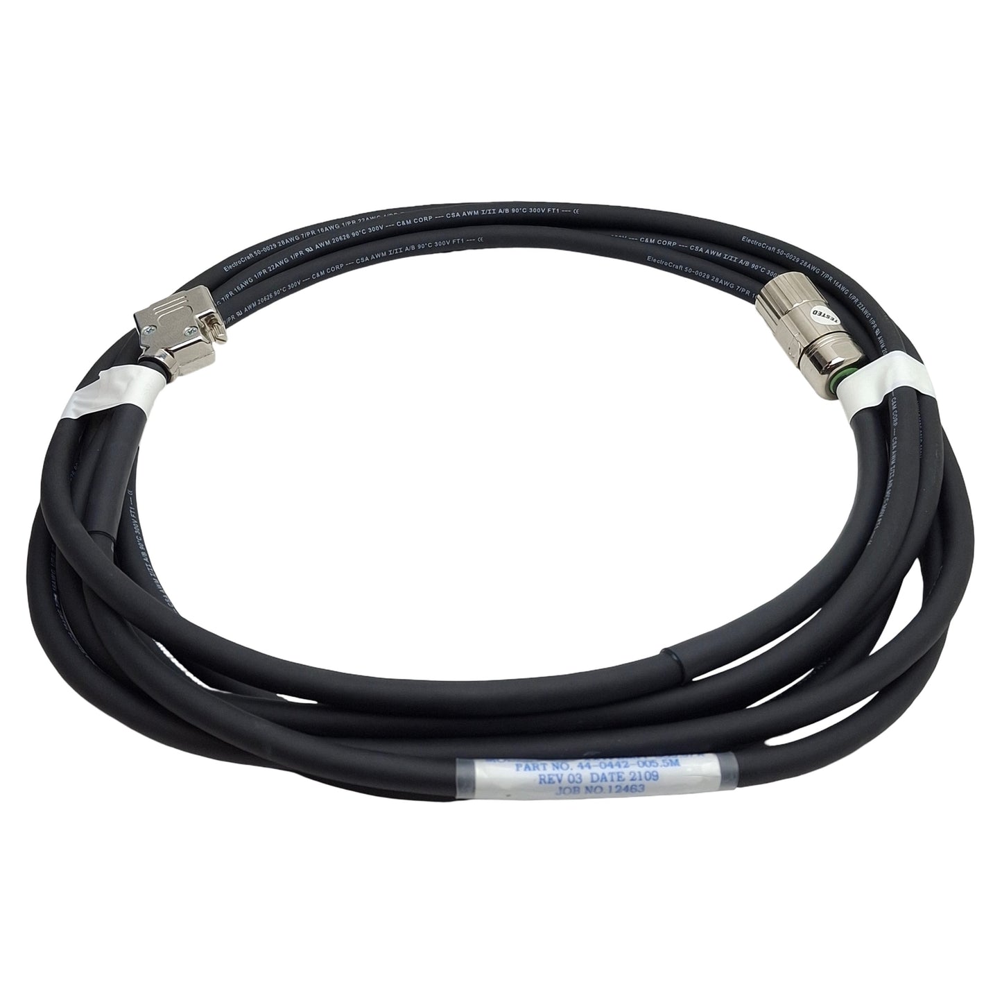 New ElectroCraft 44-0442-005.5M 44-XXTFBMPI-S05.5/A Motor Cable, 15-Pin DSub, 5m