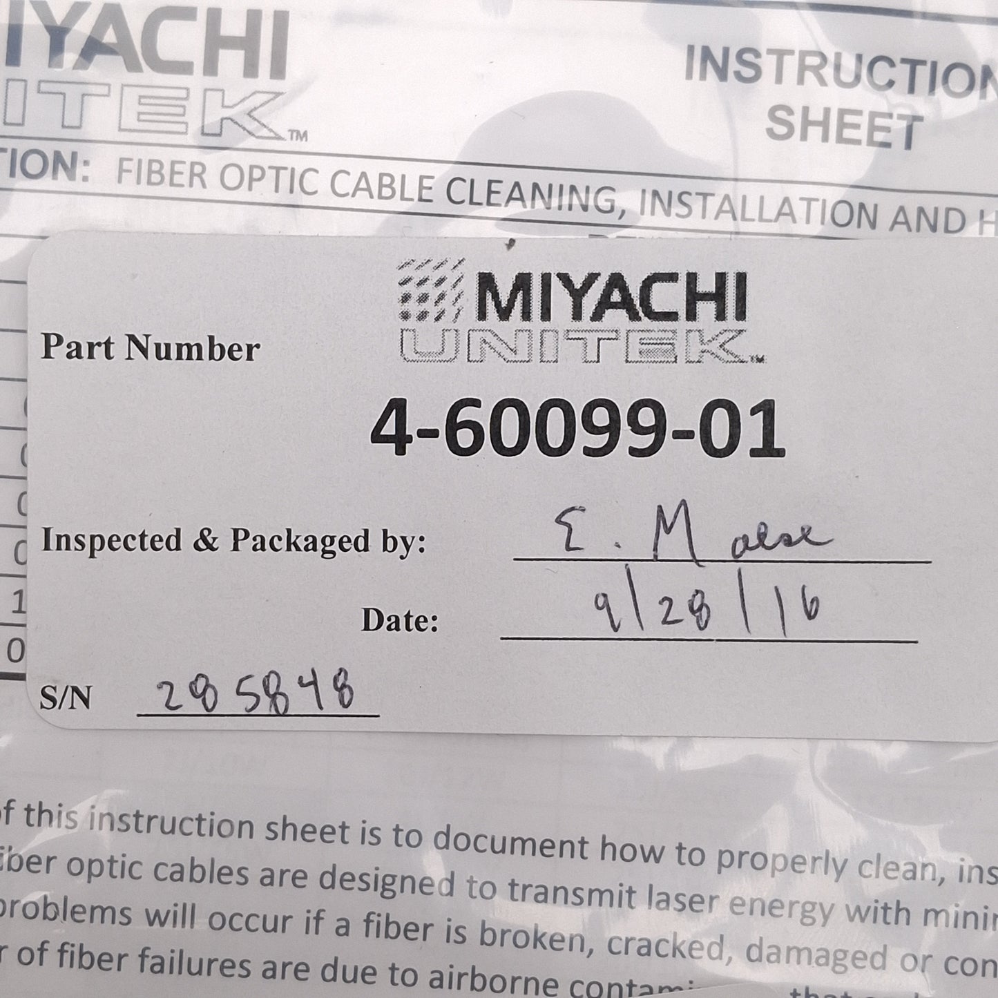 New Unitek Miyachi 4-60099-01 SI Laser Fiber Optic Cable For LW50A ø400µm x 5m Long