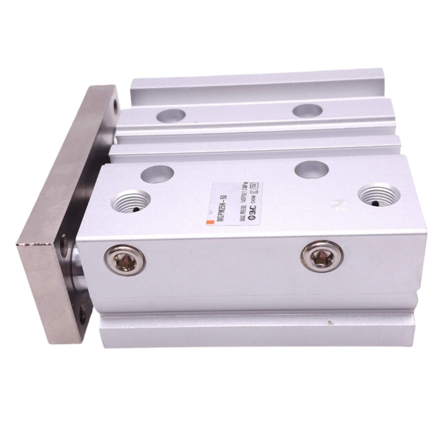 New – Open box SMC MGPM25N-50 Compact Guided Cylinder, 25mm Bore, 50mm Stroke, 1/8" NPT, 145psi