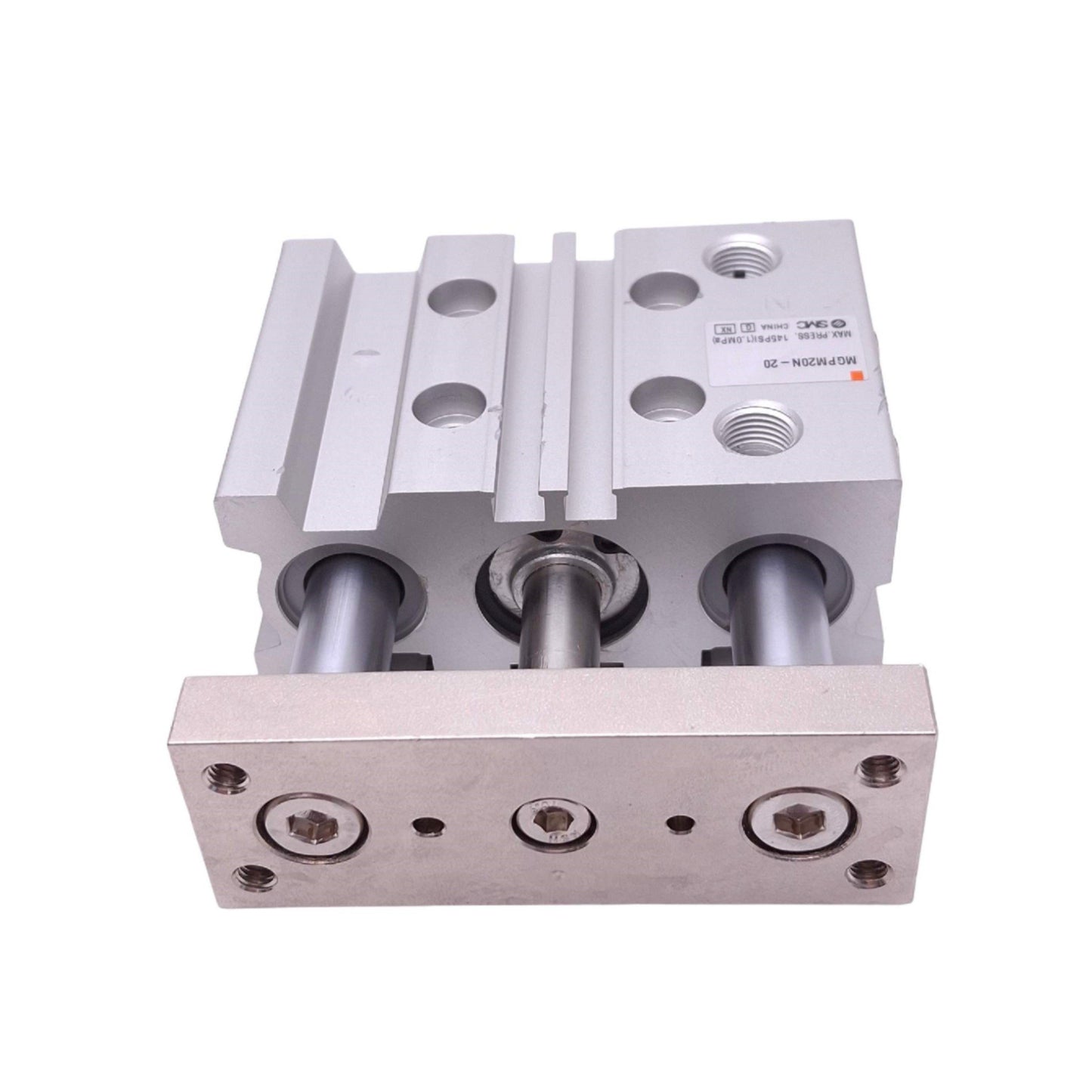 Used SMC MGPM20N-20 Compact Guide Cylinder, 20mm Bore, 20mm Stroke, 1/8in NPT, 145psi