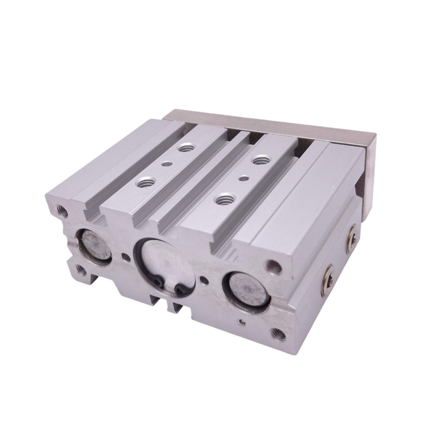 Used SMC MGPM20N-20 Compact Guide Cylinder, 20mm Bore, 20mm Stroke, 1/8in NPT, 145psi