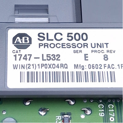 Used Allen Bradley 1747-L532 SLC 500 Processor Unit, 16K Memory, 5/24VDC, 1ms/k Scan