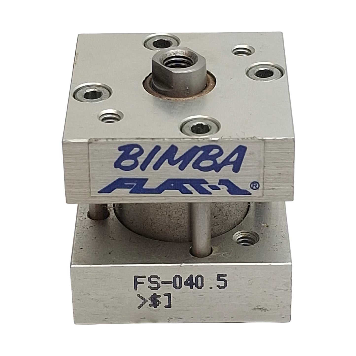 Used Bimba FS-040.5 Pneumatic Flat-1 Cylinder ø3/4" Bore, 1/2" Stroke, 200psi, #10-32