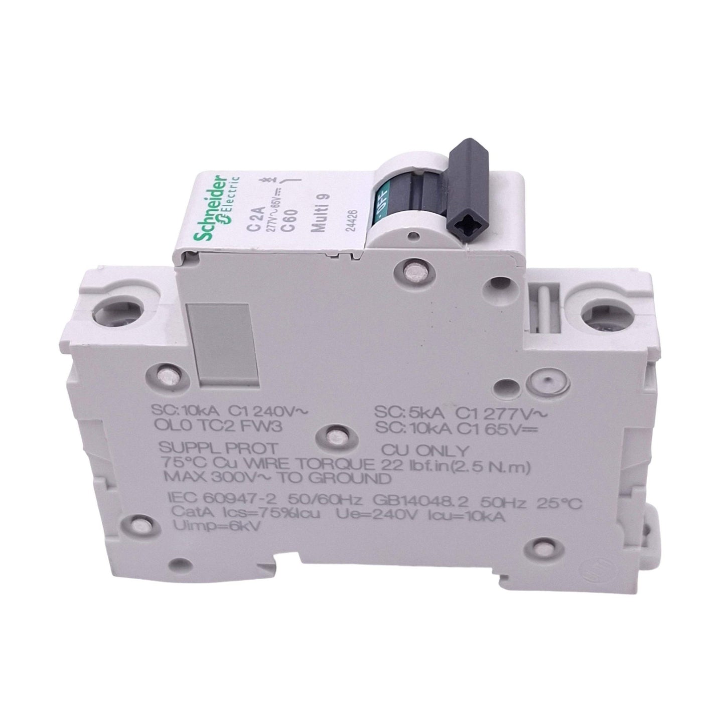 Used Schneider Electric 24426 Multi9 Circuit Breaker, 1-Pole 2A, 277VAC 65VDC
