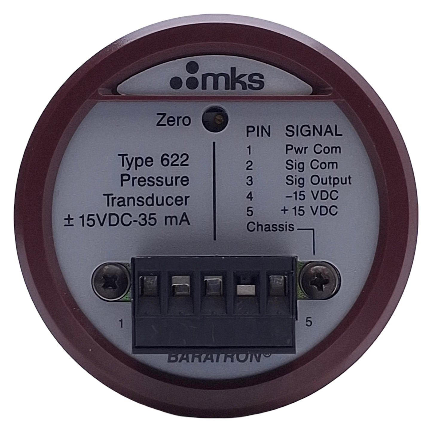 New MKS 622A11TBE Absolute Pressure Transducer 10 Torr Range, ±15VDC In, 0-10VDC Out