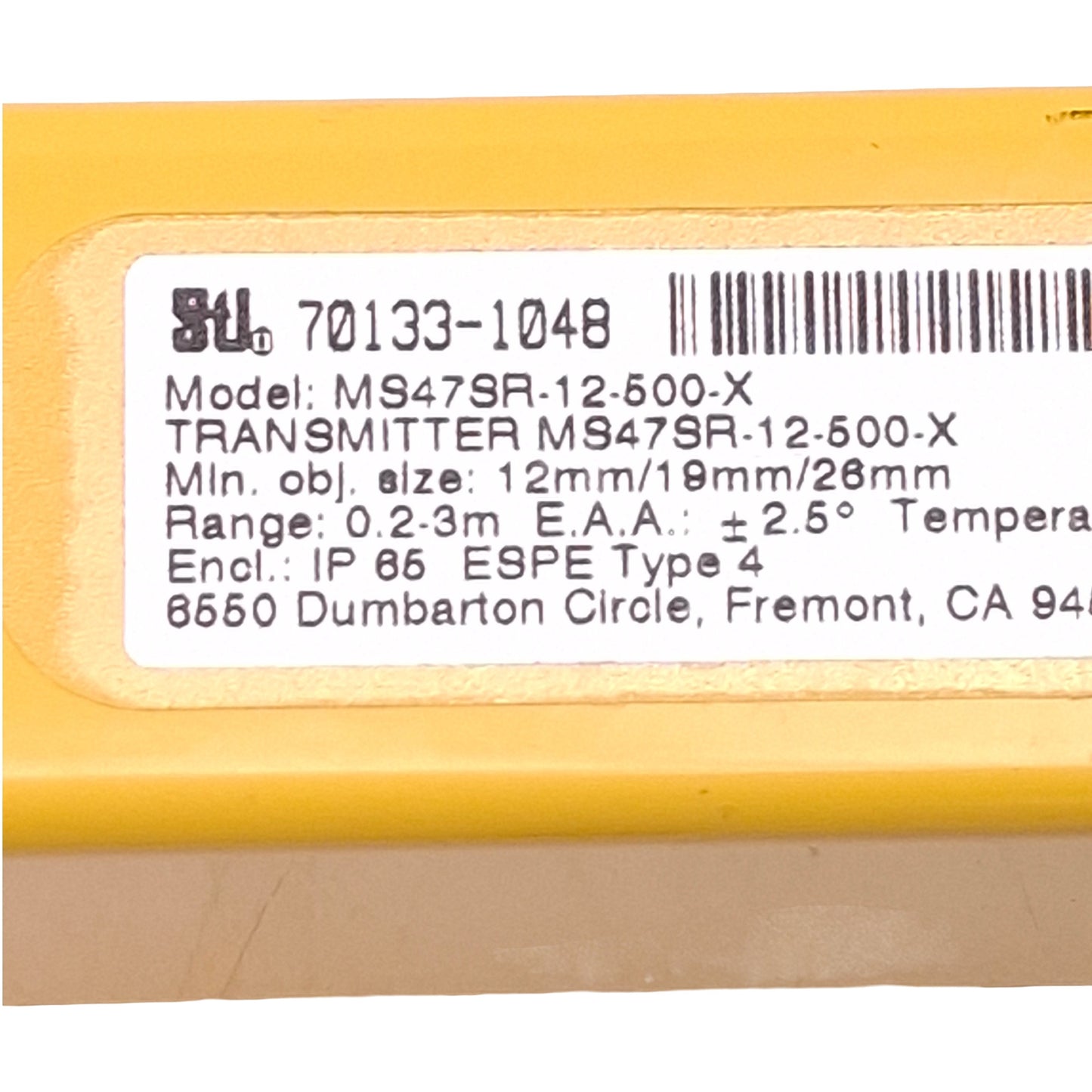 Used STI MS47SR-12-500-X/MS47-12-500-R Mini Safety Light Curtain 0.2-3m Range