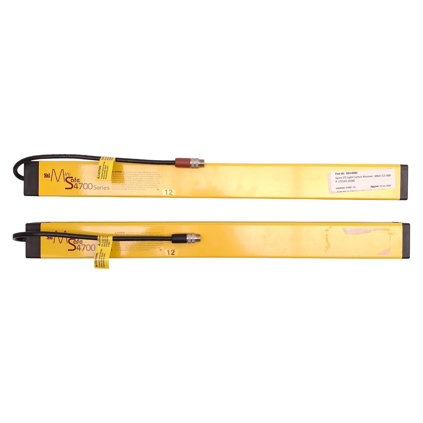 Used STI MS47SR-12-500-X/MS47-12-500-R Mini Safety Light Curtain 0.2-3m Range