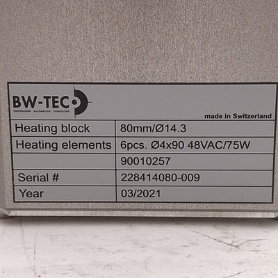New – Open box BW-TEC 228414080 Vertical Heating Block For 1555 Ballon Machine, ø14.3mm x 80mm