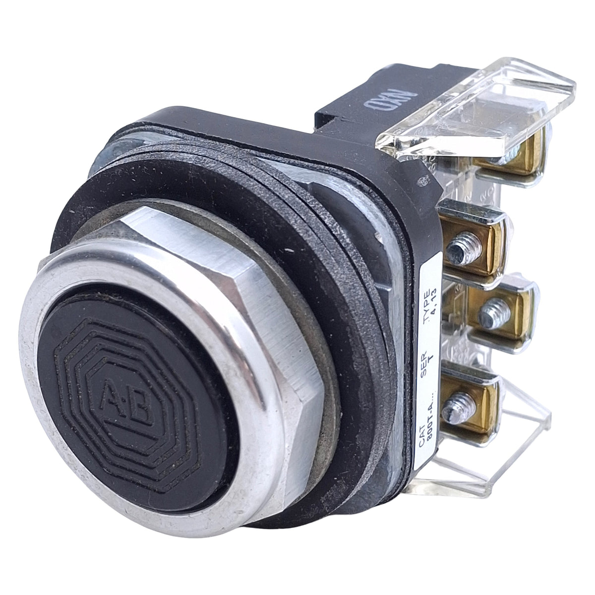 Used Allen Bradley 800T-A2A2 Momentary Black Pushbutton Switch, Flush, ø30mm, 2-NO