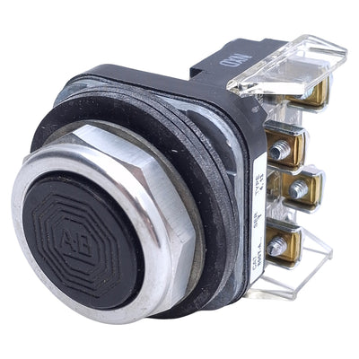 Used Allen Bradley 800T-A2A2 Momentary Black Pushbutton Switch, Flush, ø30mm, 2-NO