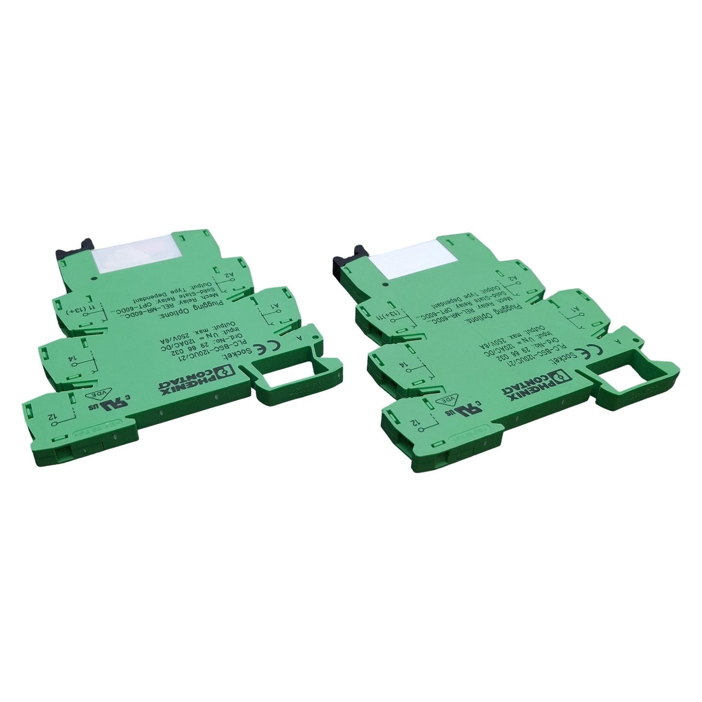 Used Lot of 2 Phoenix Contact 2961118 Relays w/Relay Base SPDT, 250VAC/DC, 60VDC Coil