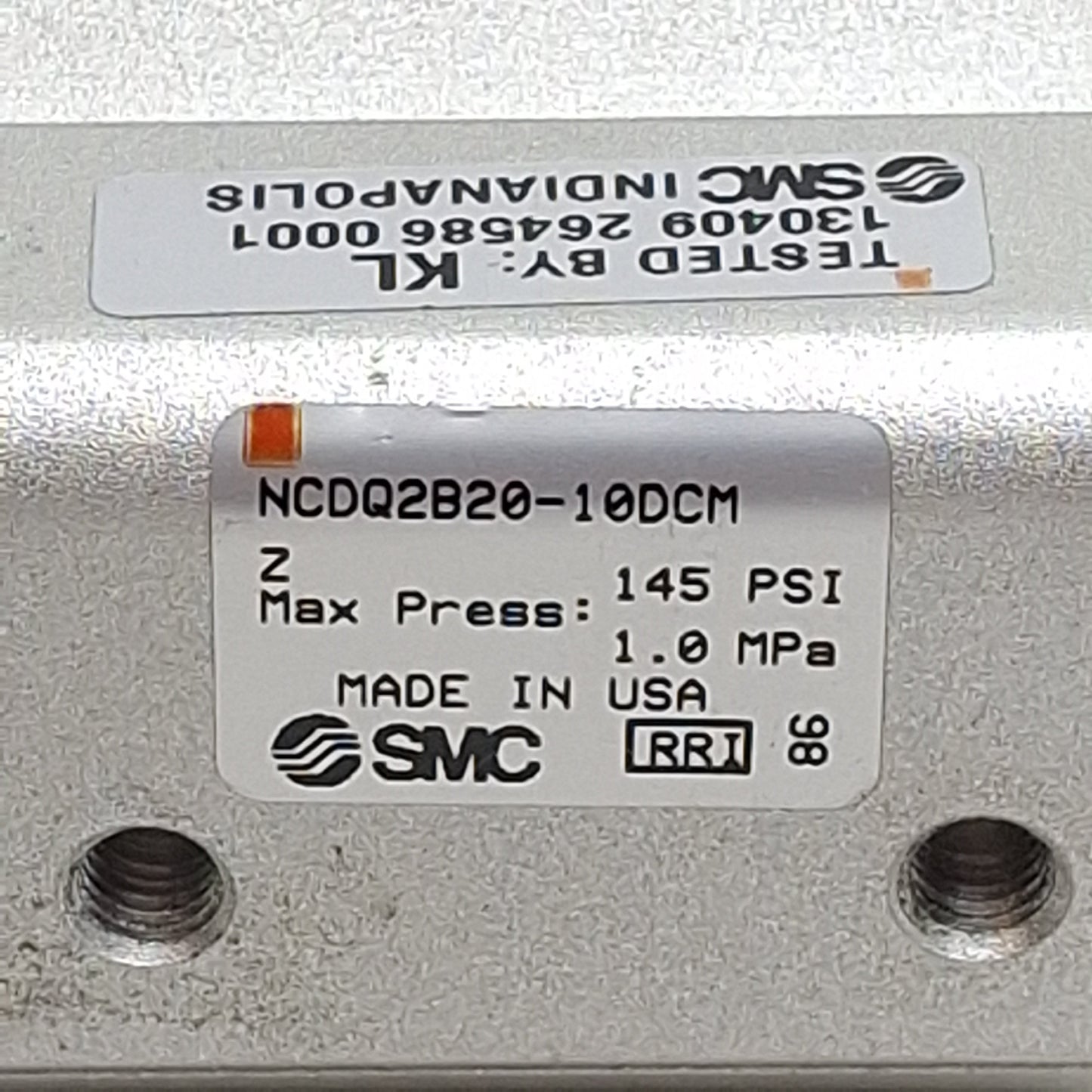 Used SMC NCDQ2B20-10CMZ Compact Cylinder, ø20mm Bore, 10mm Stroke, M5, 145psi