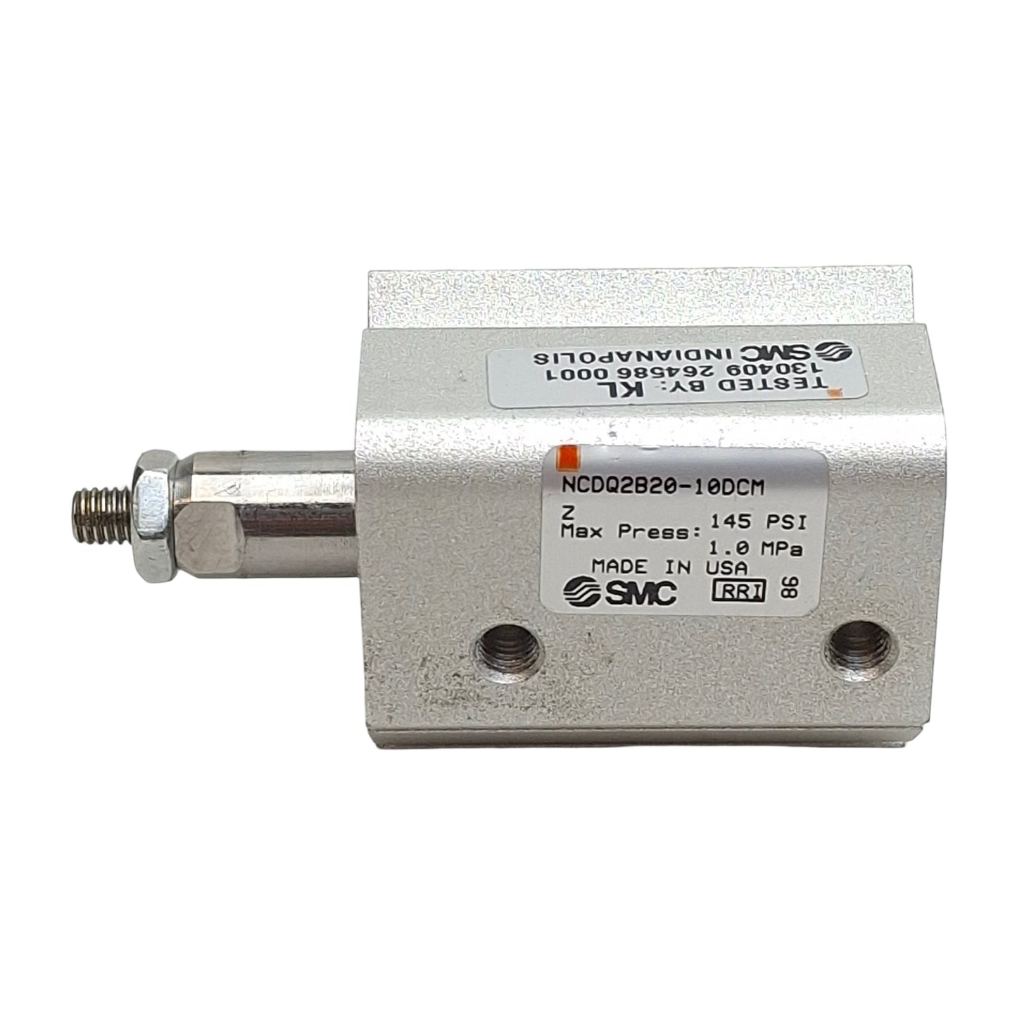 Used SMC NCDQ2B20-10CMZ Compact Cylinder, ø20mm Bore, 10mm Stroke, M5, 145psi