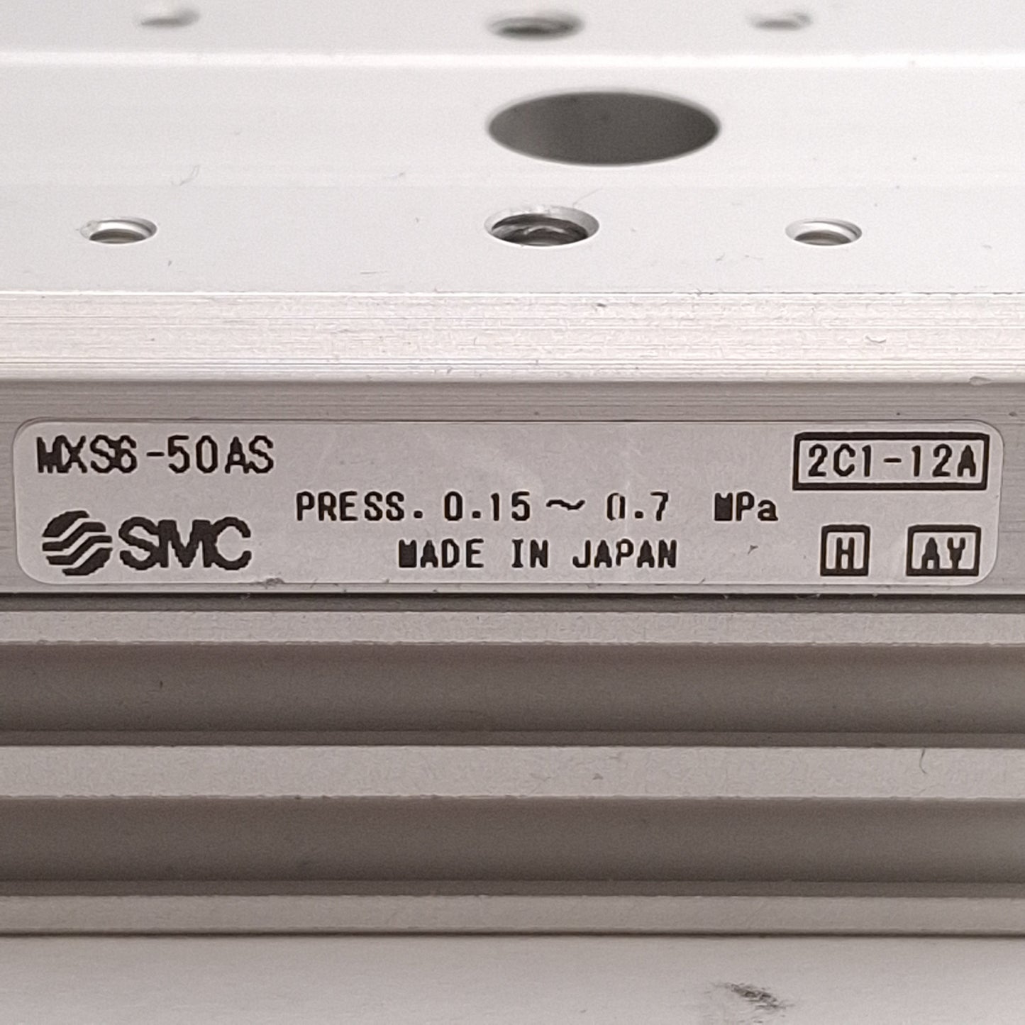 Used SMC MXS6-50AS Pneumatic Slide Table, ø6mm Bore, 50mm Stroke, 0.15-0.7MPa, M3x0.5
